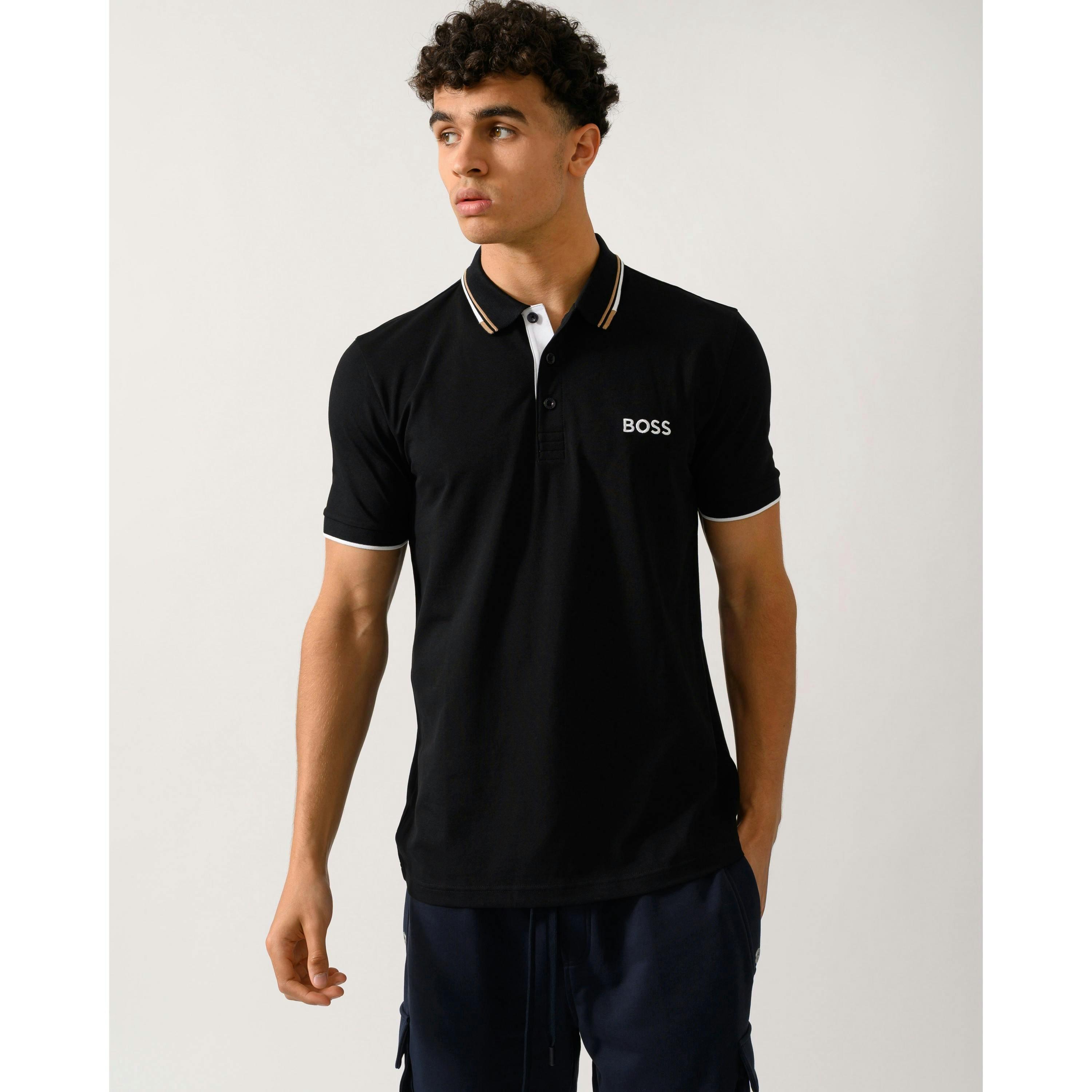 Hugo Boss Contrast Logos Polo Shirt  in Black , view 1 of 4