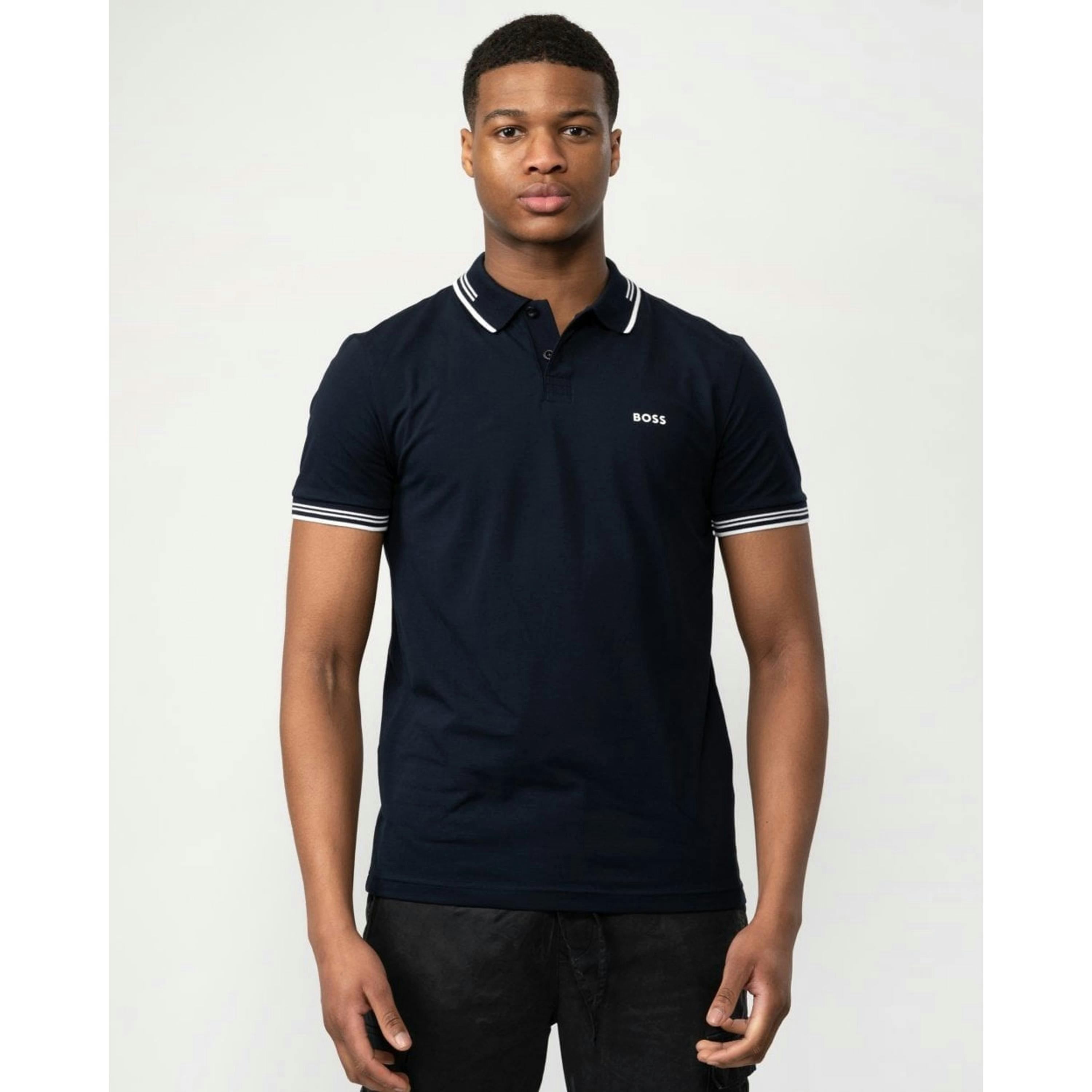 Hugo Boss Contrast Tipping Polo Shirt  in Grey , view 1 of 4