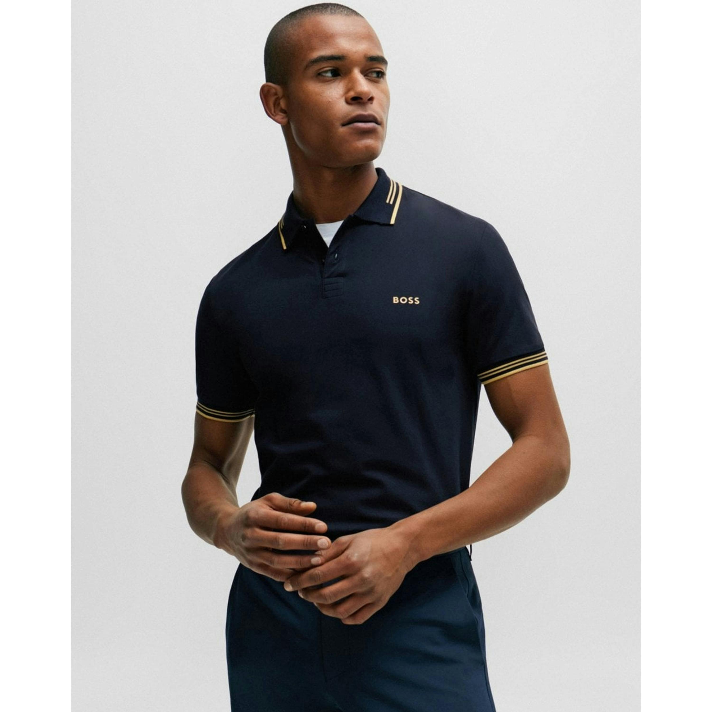 Hugo Boss Contrast Tipping Polo Shirt  in Blue , view 1 of 4