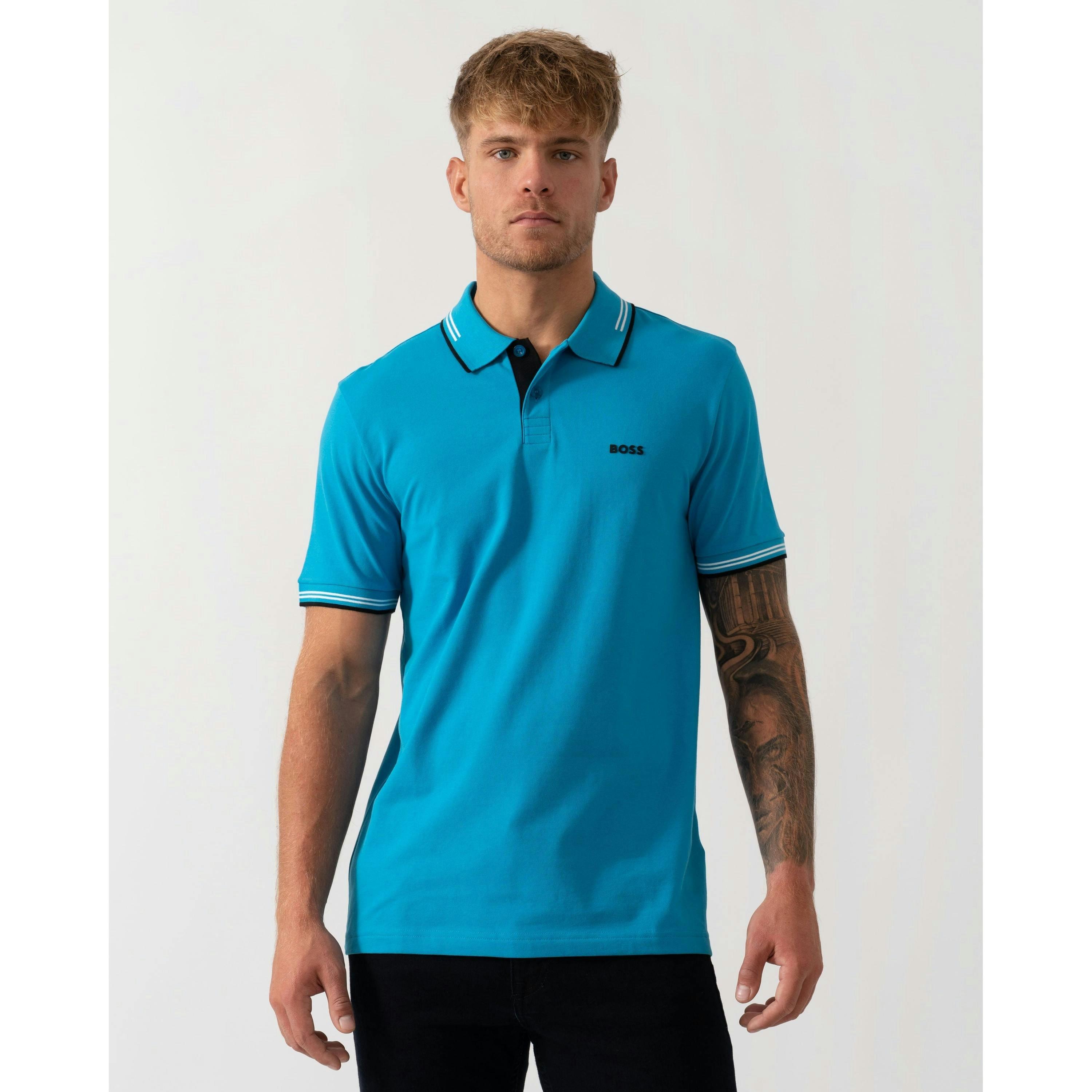 Hugo Boss Contrast Tipping Polo Shirt  in Blue , view 1 of 4
