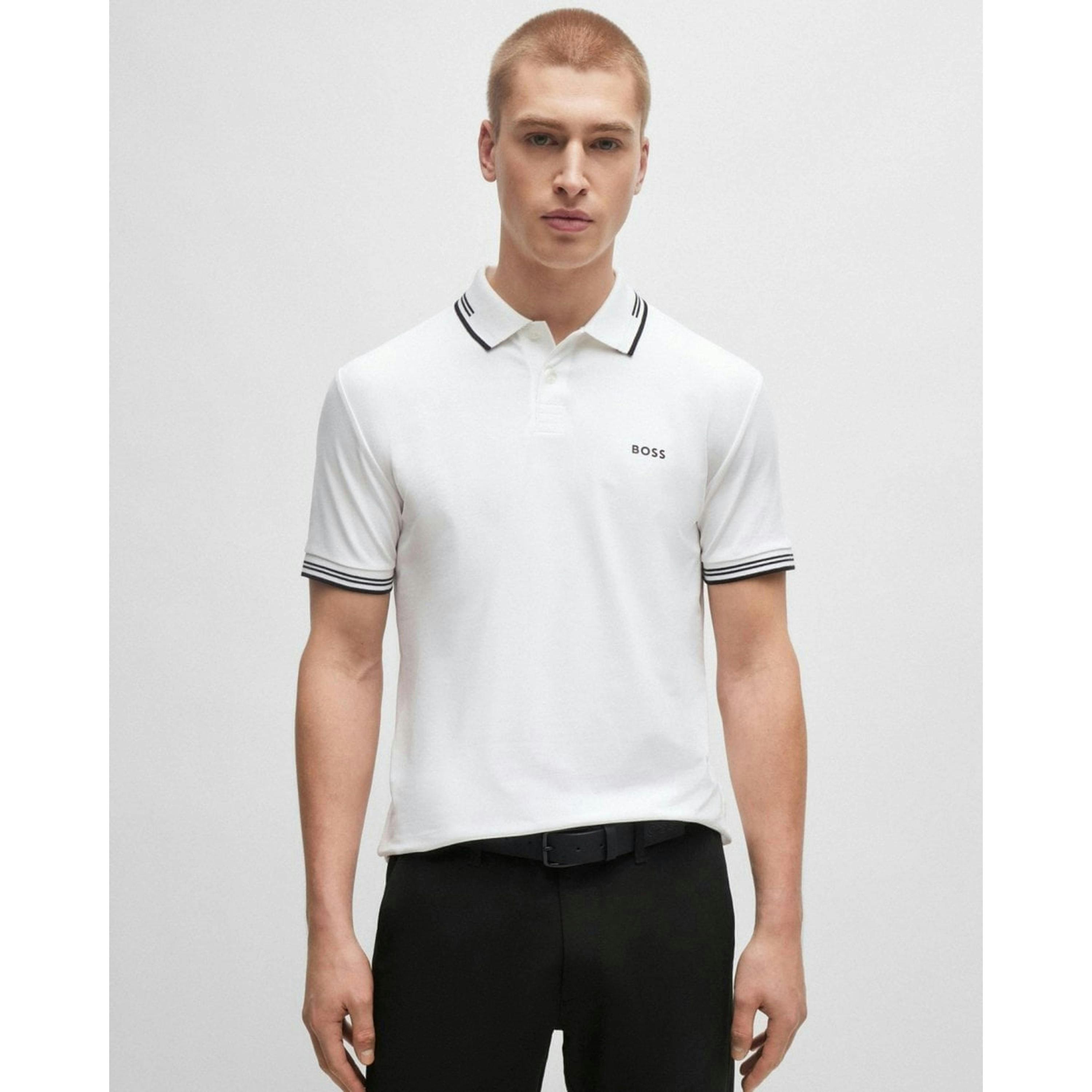 Hugo Boss Contrast Tipping Polo Shirt  in White , view 1 of 4