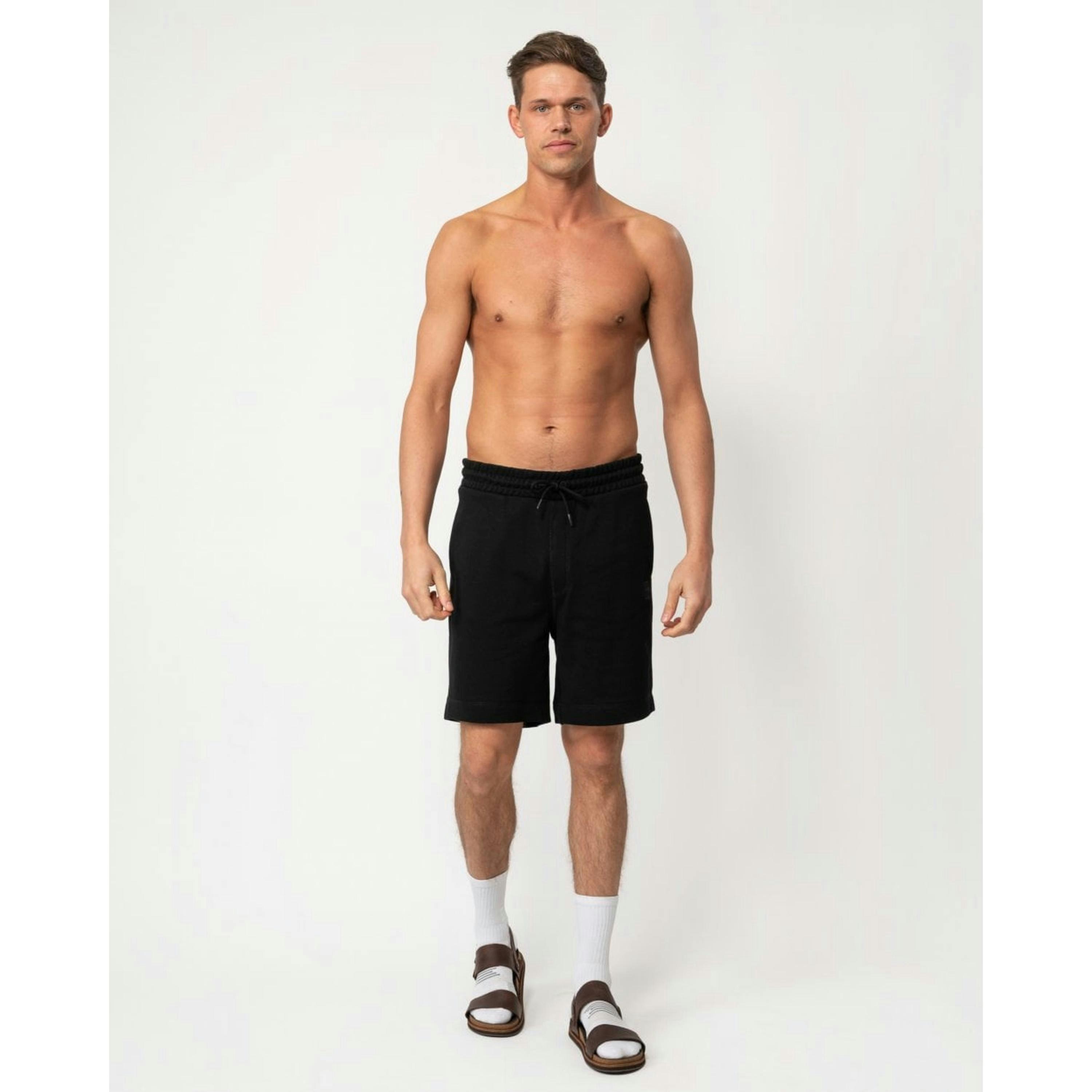 Hugo Boss Logo Badge Chino Shorts  in Black , view 1 of 4