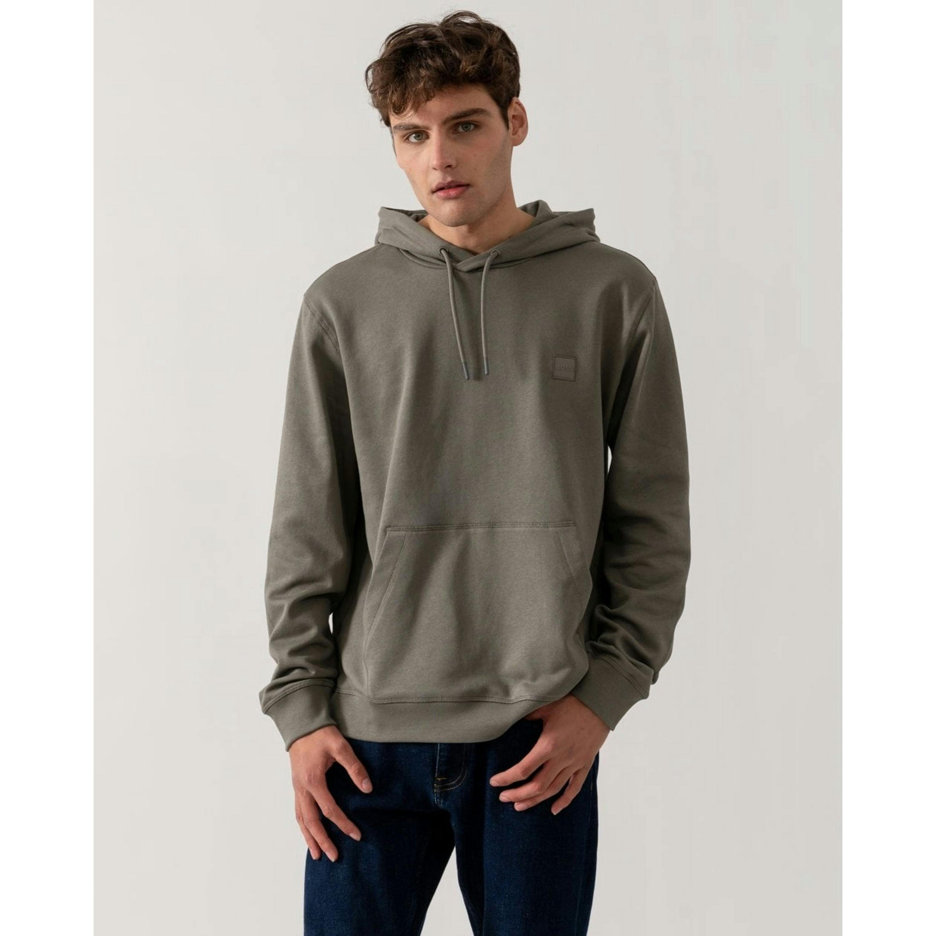 Hugo Boss Logo Patch Hoodie  in Grey , view 1 of 4