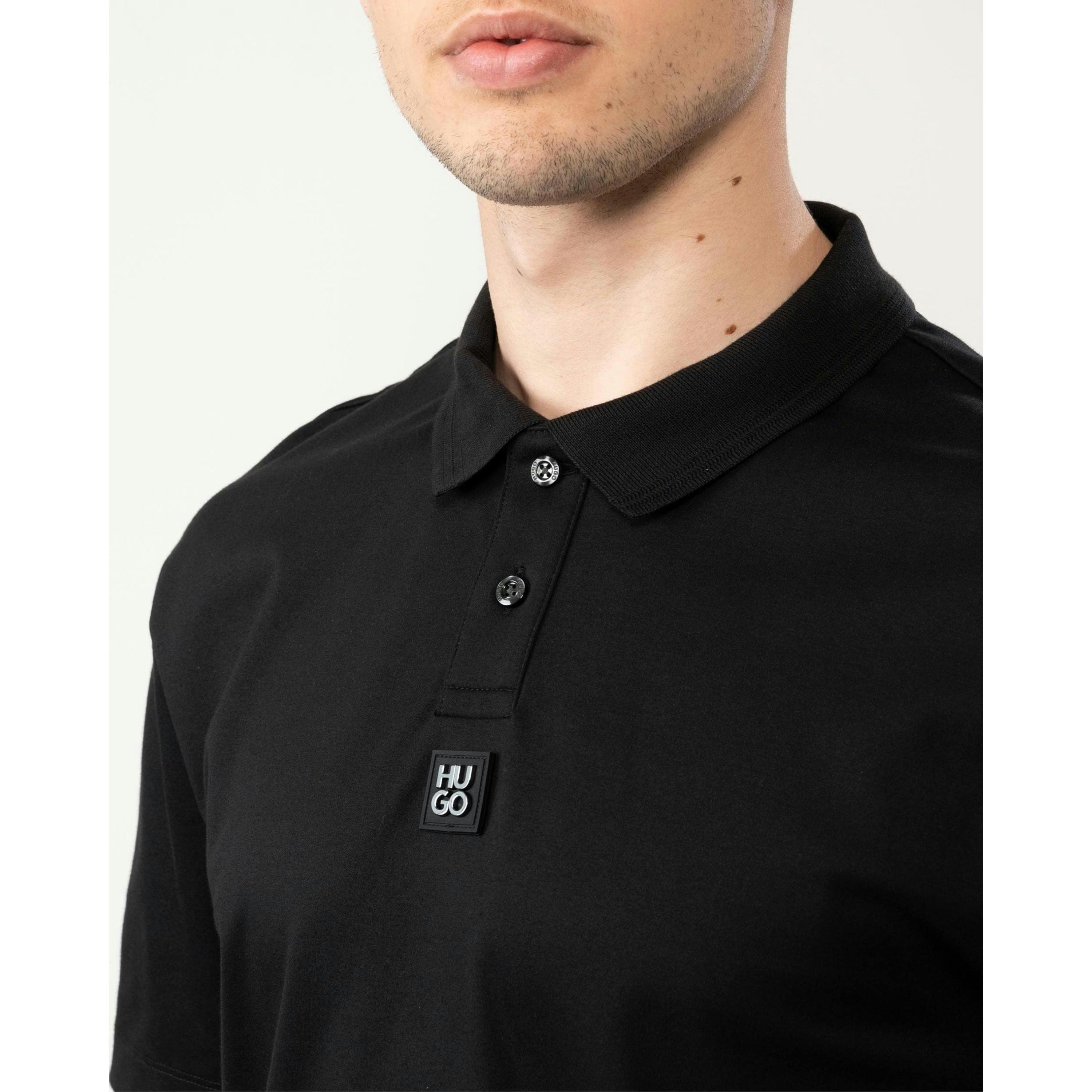 Hugo Boss Stacked Logo Polo Shirt  in Black , view 3 of 4