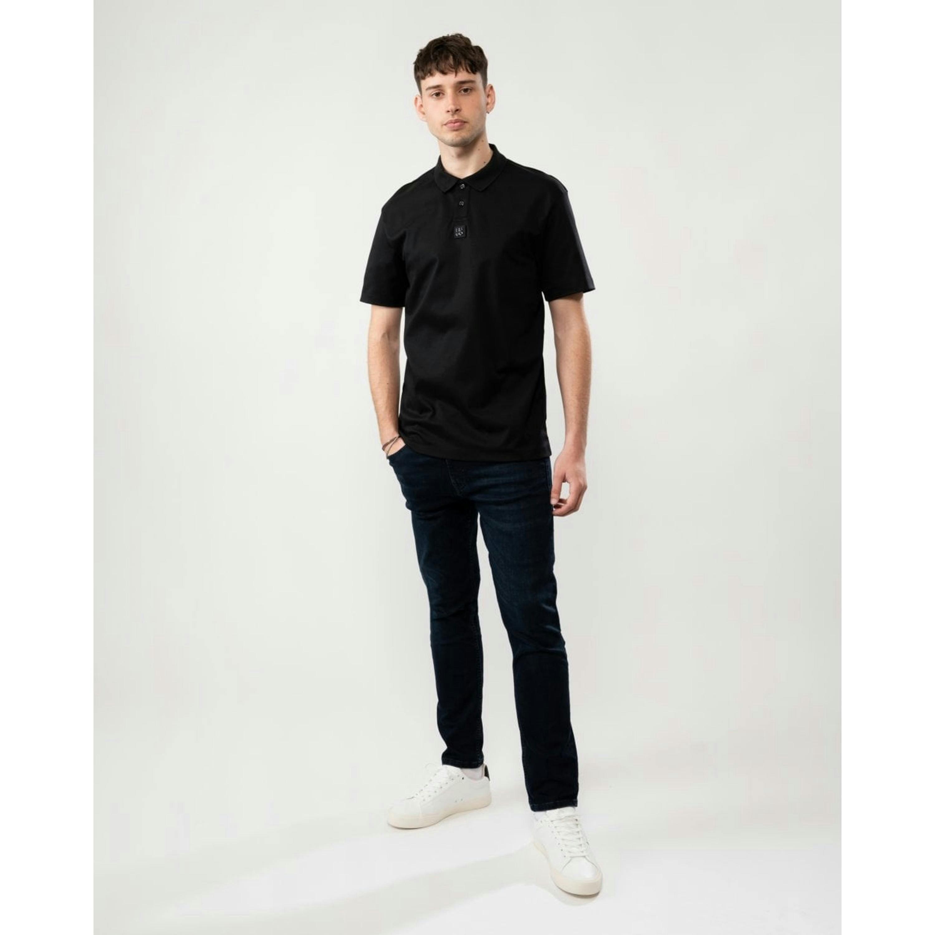 Hugo Boss Stacked Logo Polo Shirt  in Black , view 4 of 4