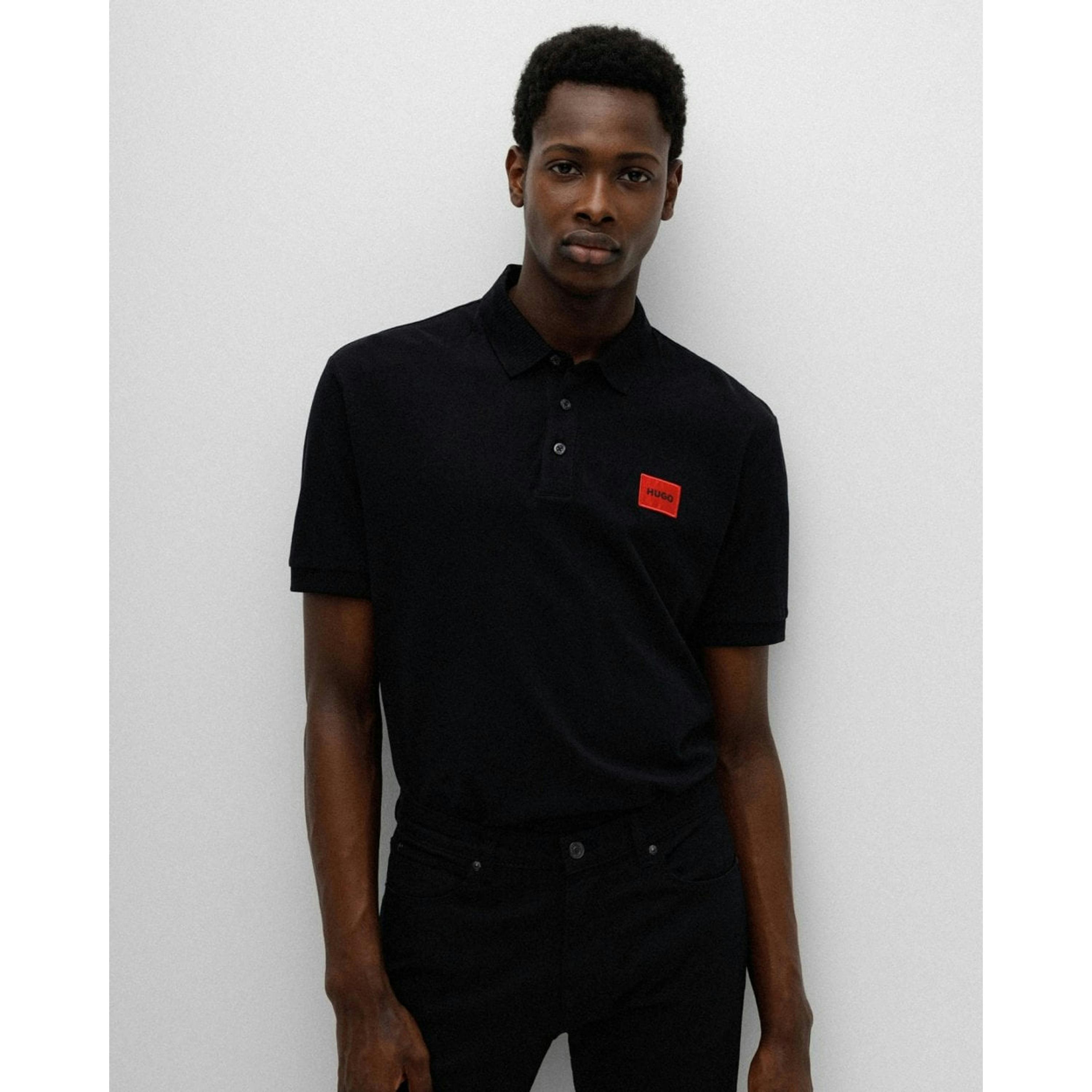 Hugo Boss Logo Label Polo Shirt  in Black , view 1 of 4