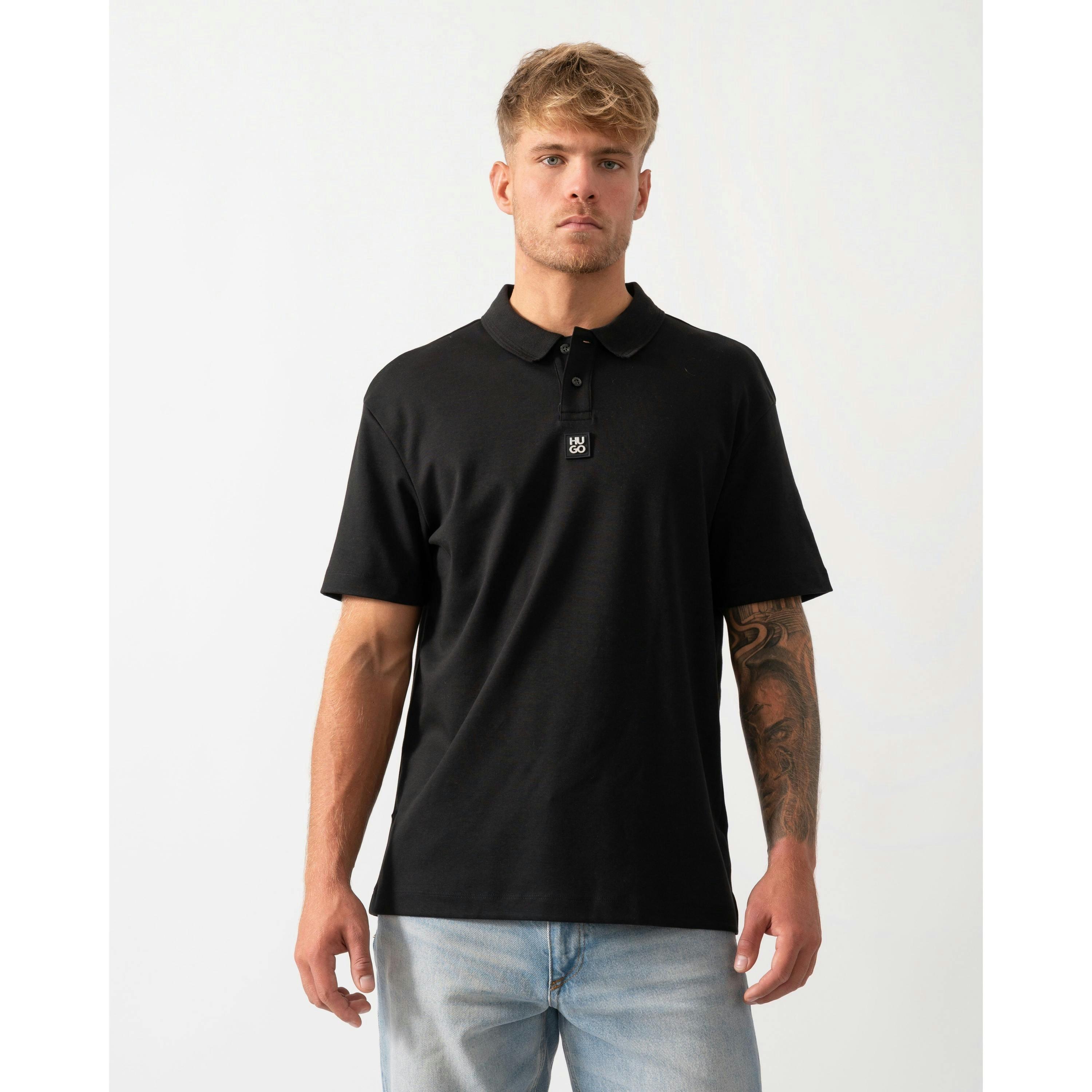 Hugo Boss Stacked Logo Polo Shirt  in Black , view 1 of 4
