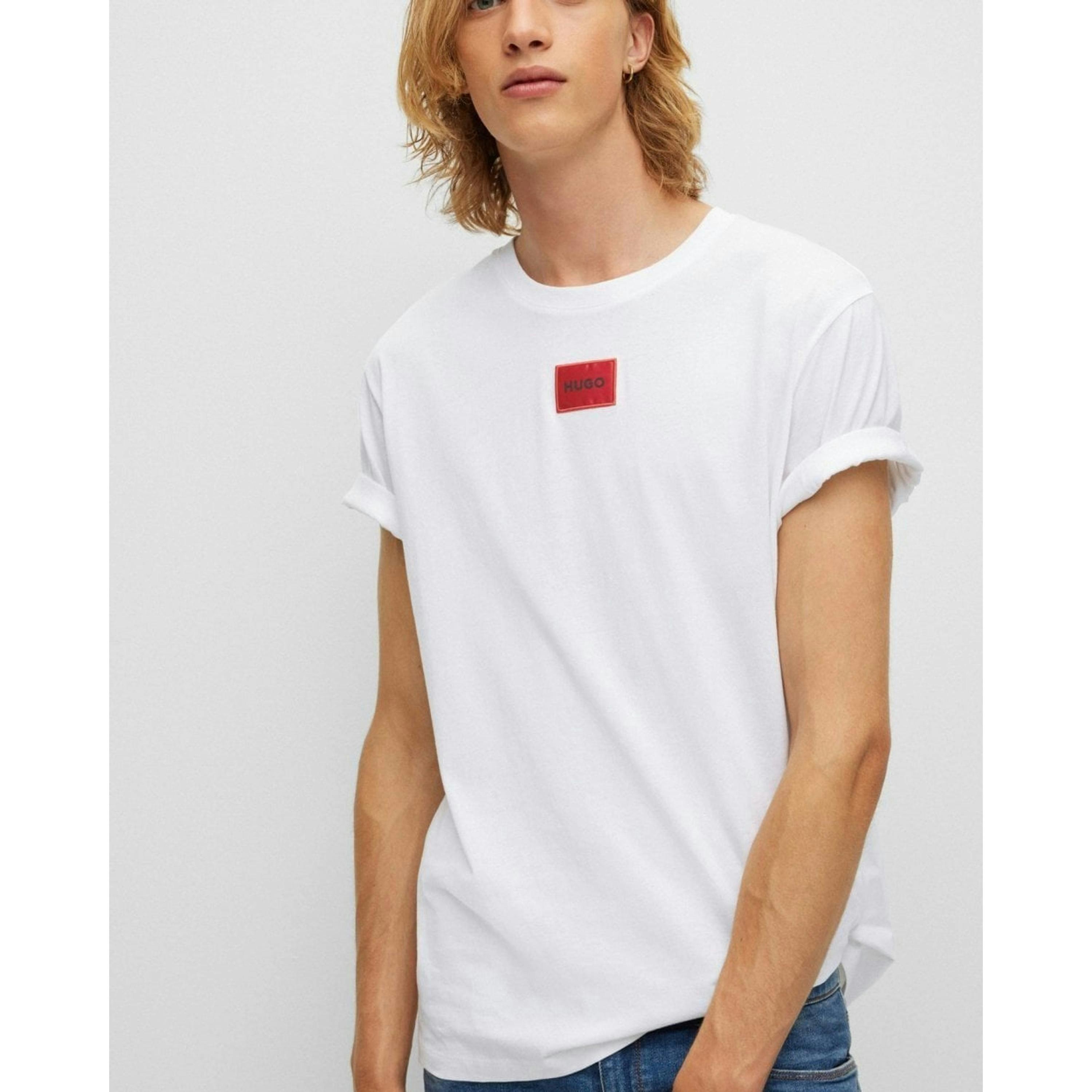 Hugo Boss Label Logo T-Shirt  in White , view 2 of 3
