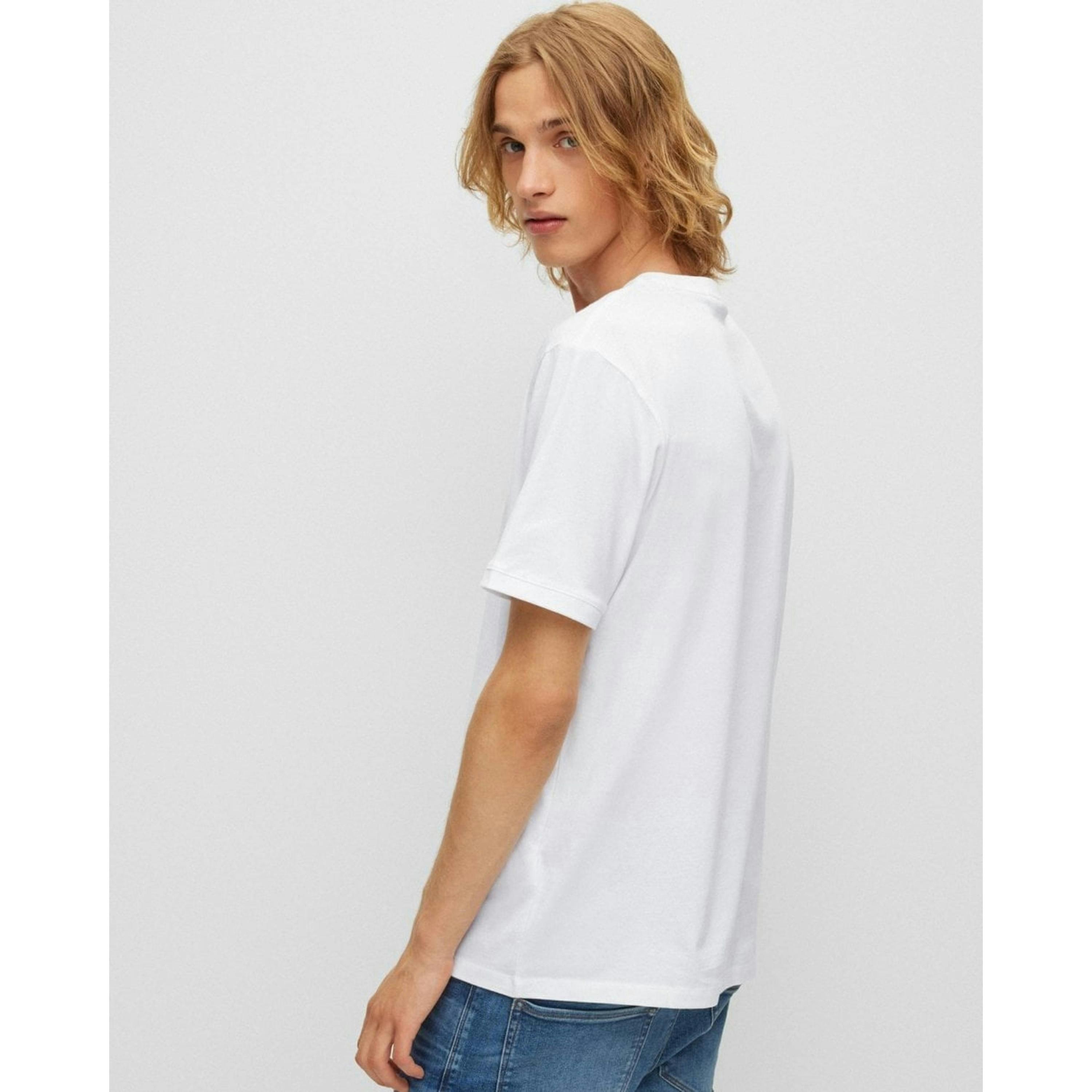 Hugo Boss Label Logo T-Shirt  in White , view 3 of 3