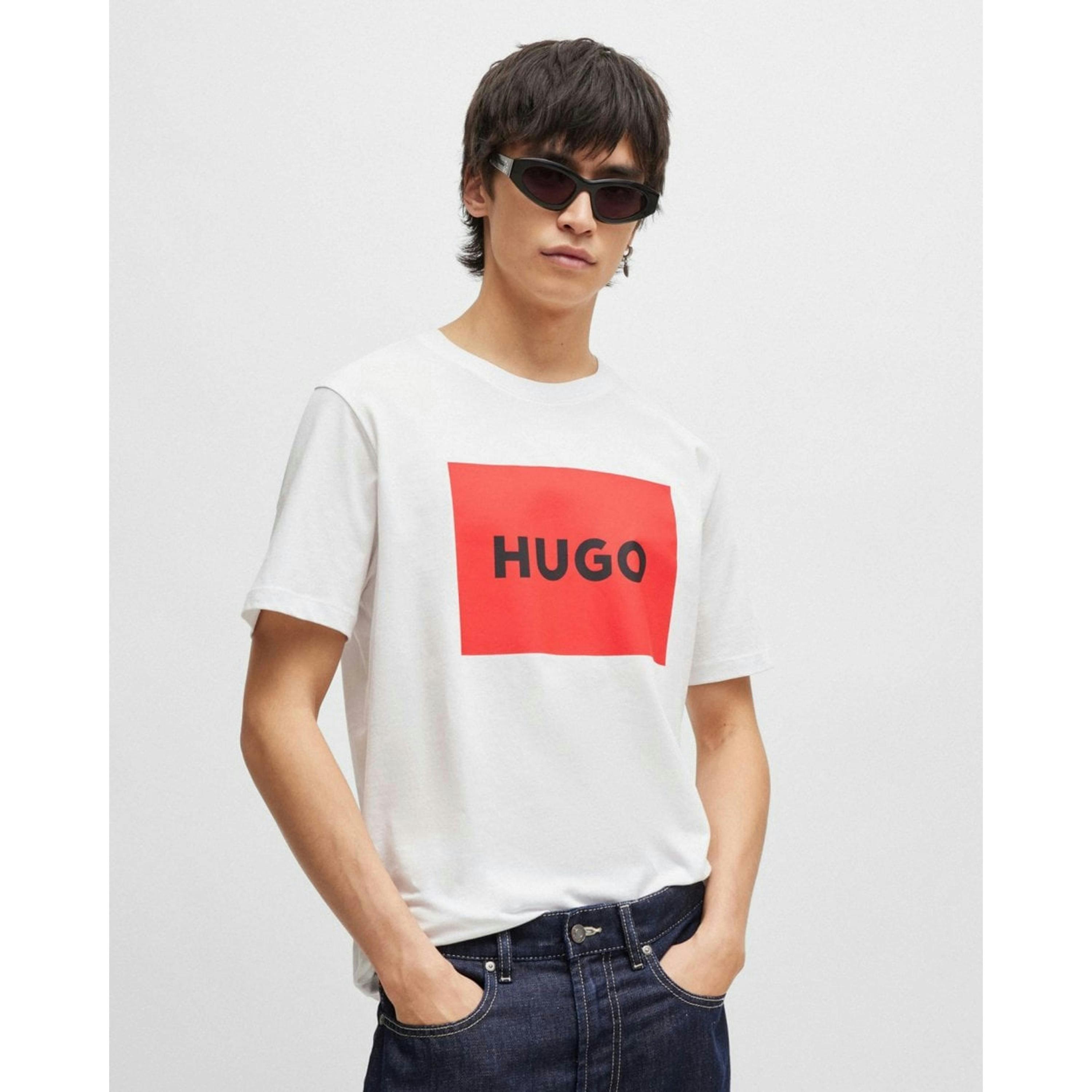 Hugo Boss Large Label Logo T-Shirt  in White , view 1 of 3