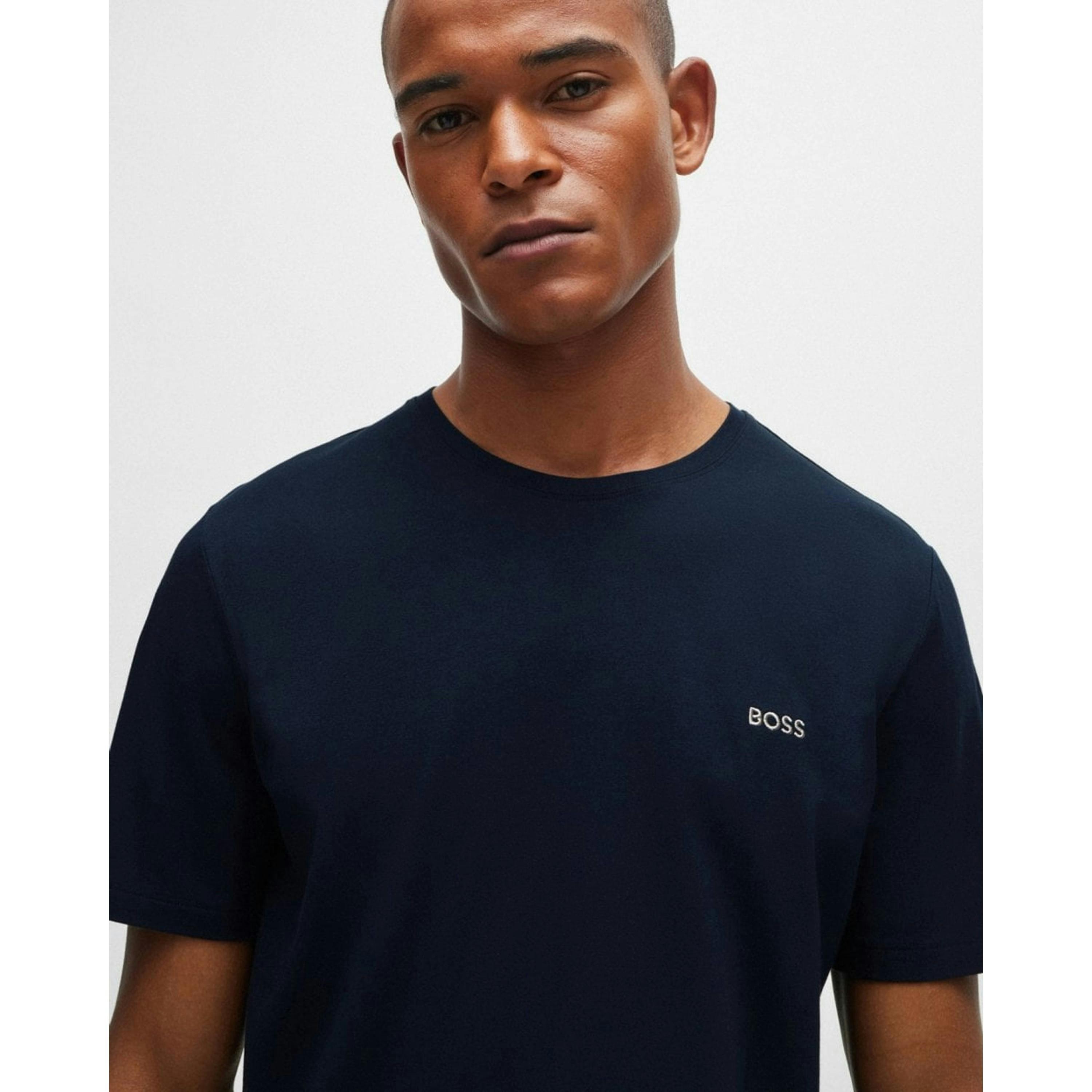Hugo Boss Logo Detail T-Shirt  in Blue , view 3 of 4