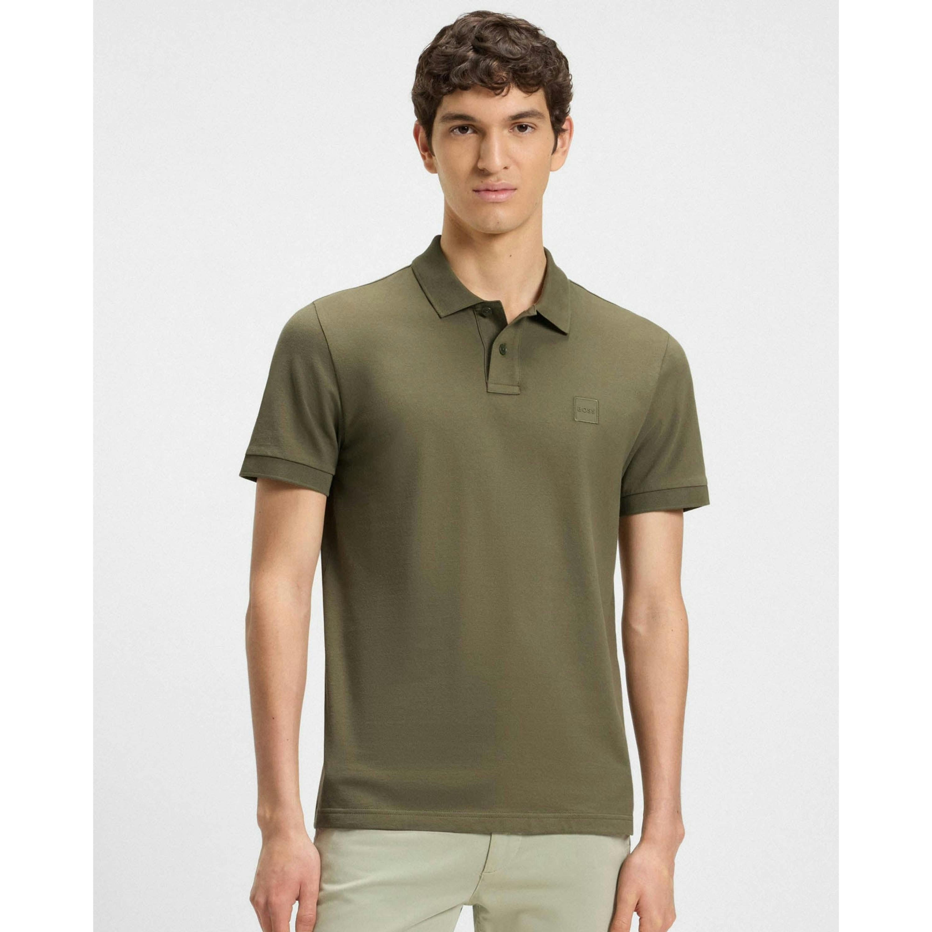 Hugo Boss Logo Patch Polo Shirt  in Green , view 1 of 4