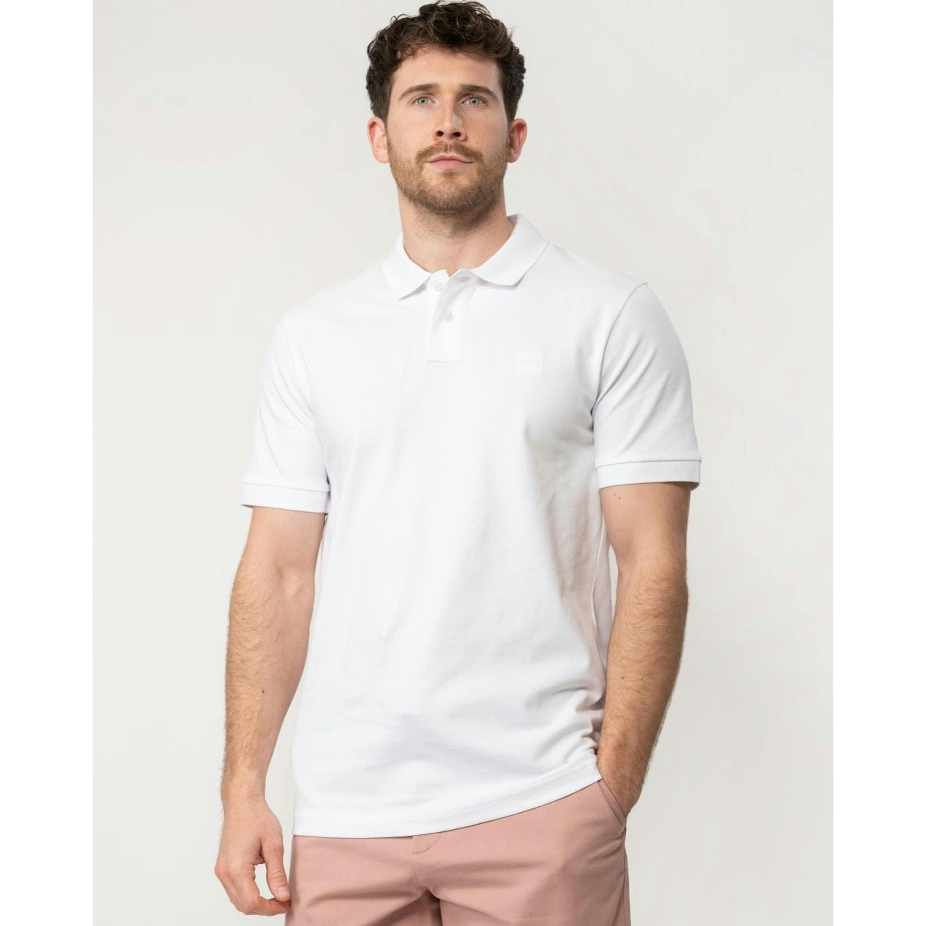 Hugo Boss Logo Patch Polo Shirt  in White , view 1 of 4