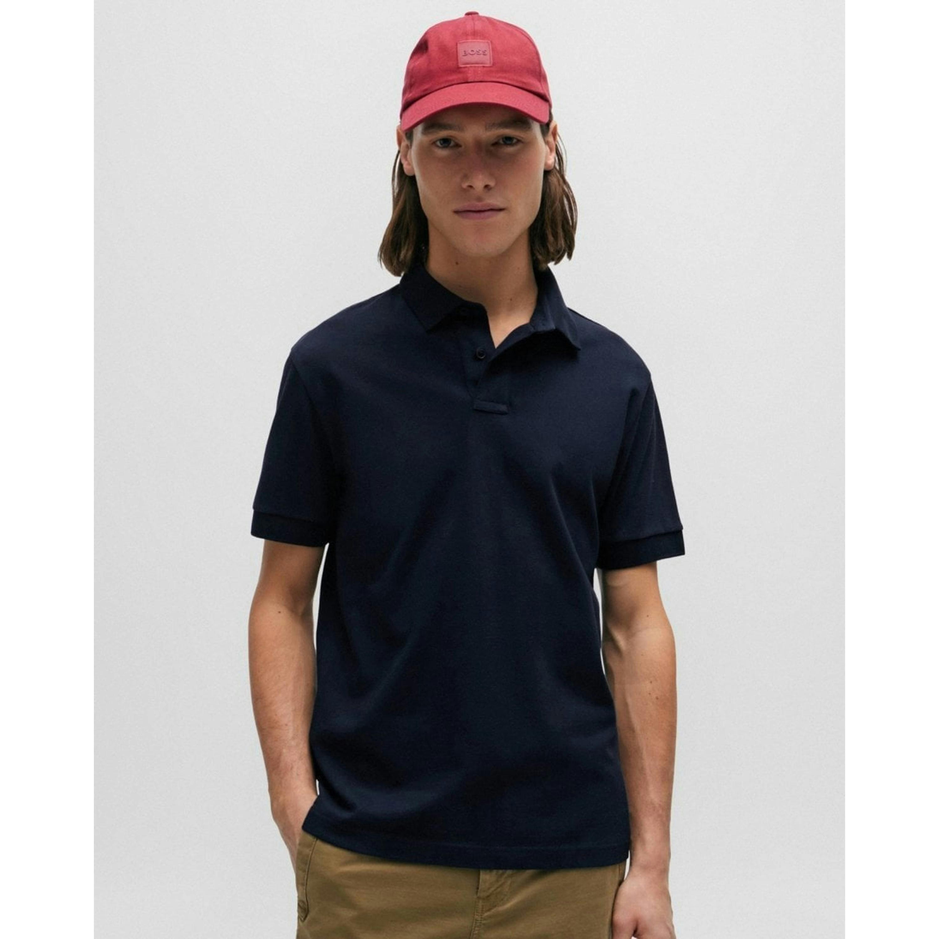 Hugo Boss Logo Patch Polo Shirt  in Blue , view 1 of 4