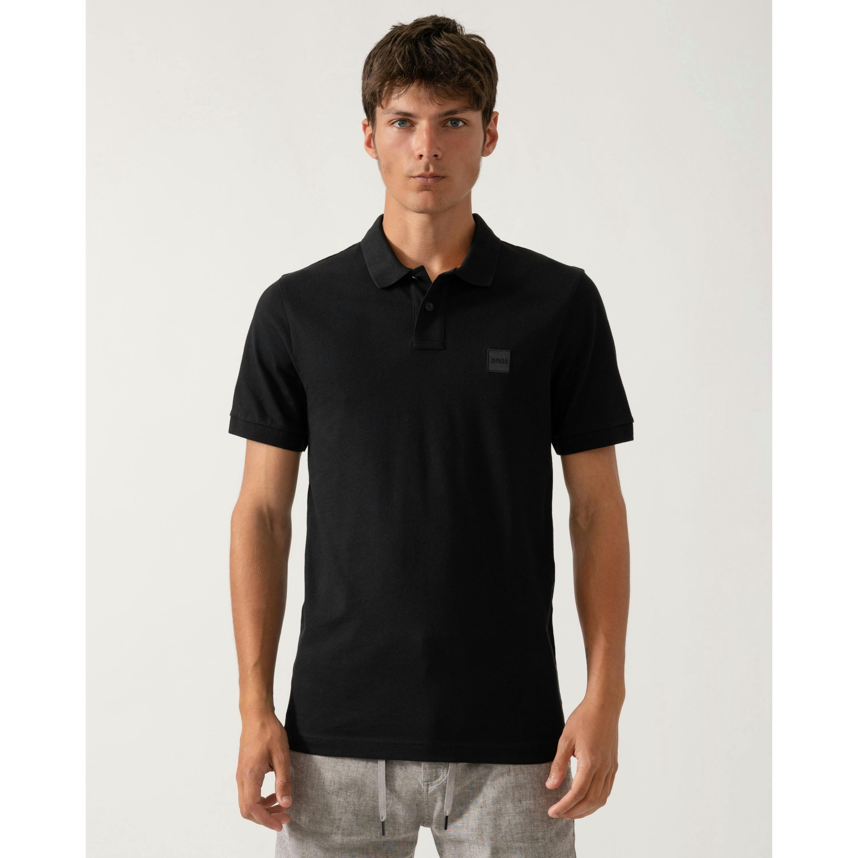 Hugo Boss Logo Patch Polo Shirt  in Black , view 1 of 4