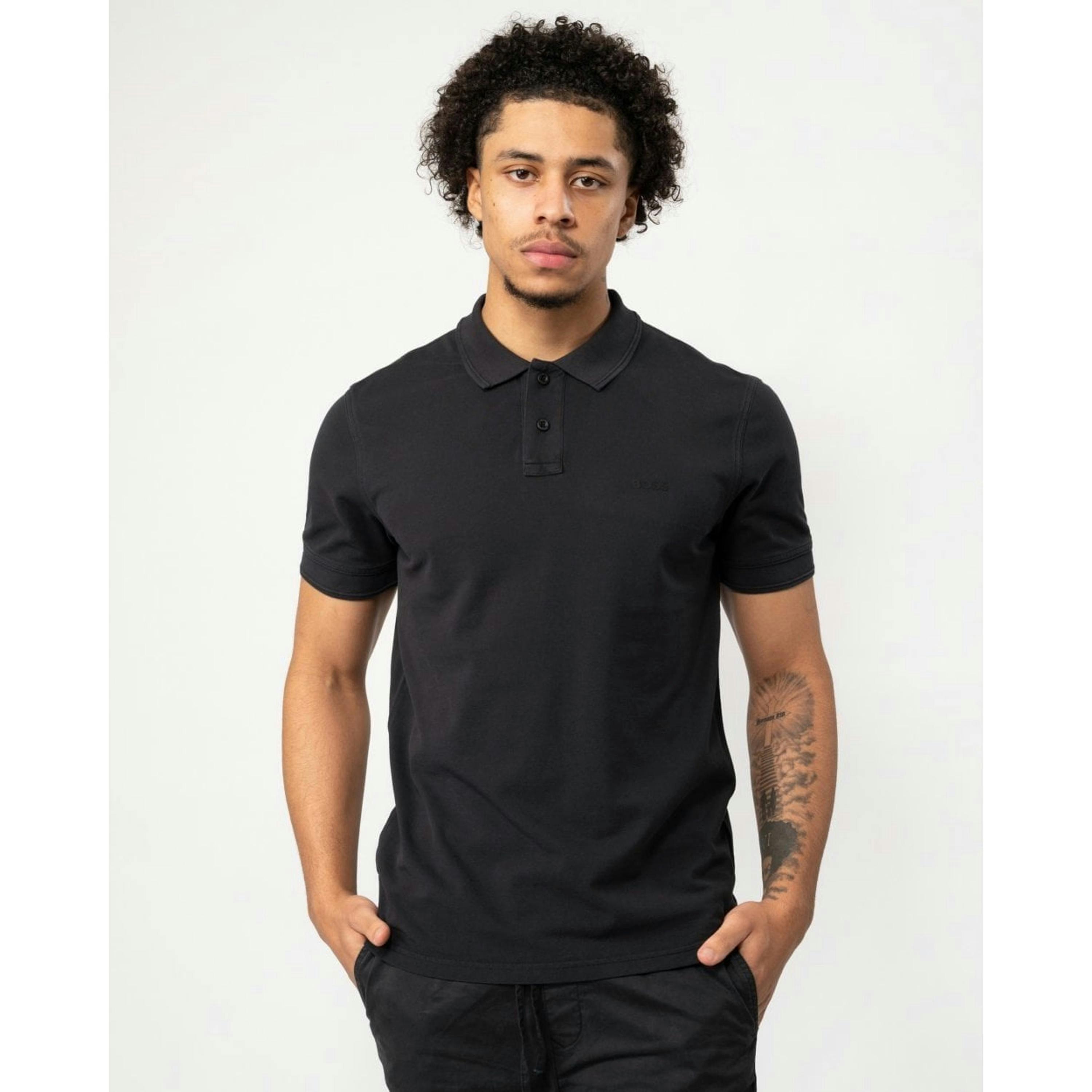 Hugo Boss Logo Print Polo Shirt  in Black , view 1 of 4
