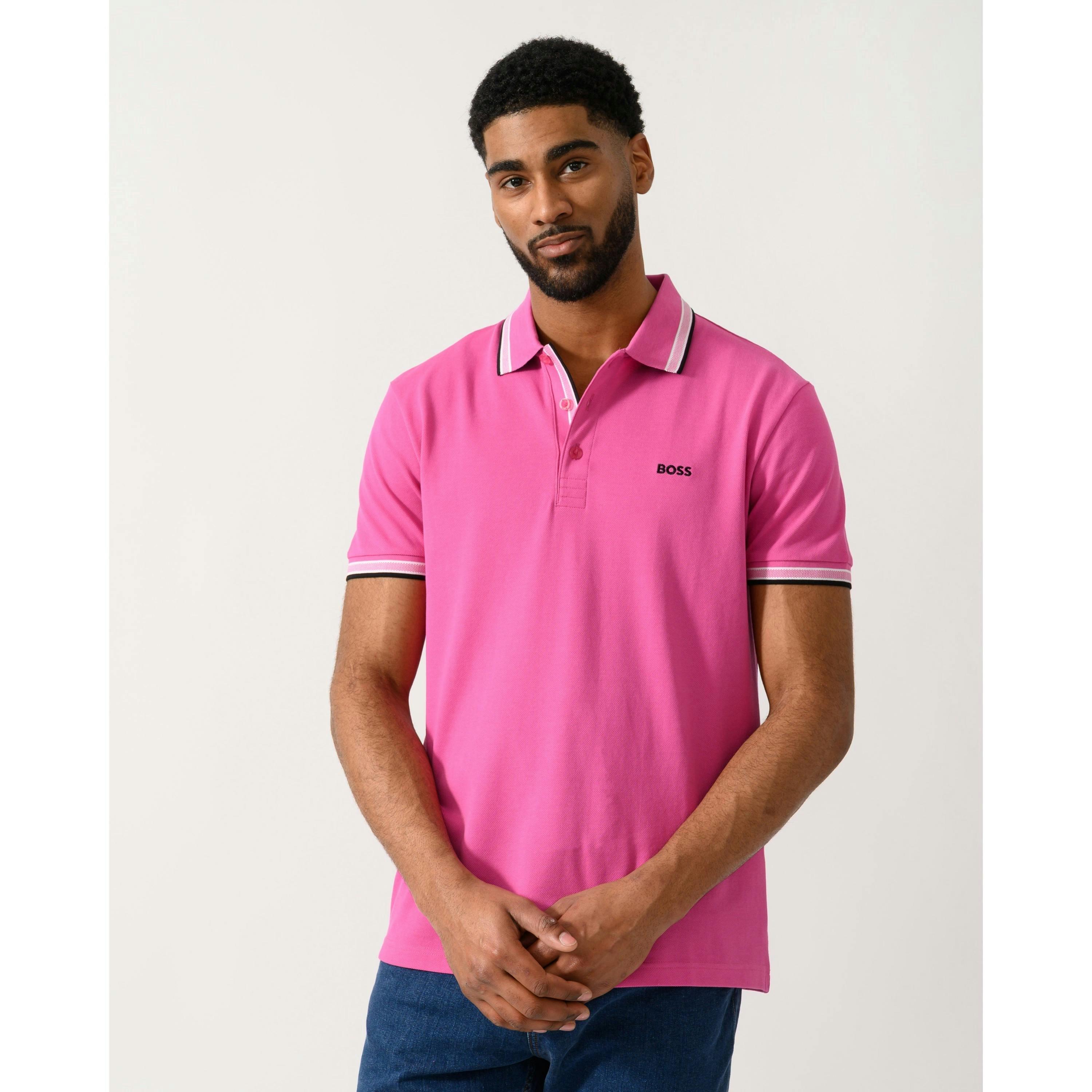 Hugo Boss Contrast Logo Polo Shirt  in Pink , view 1 of 4