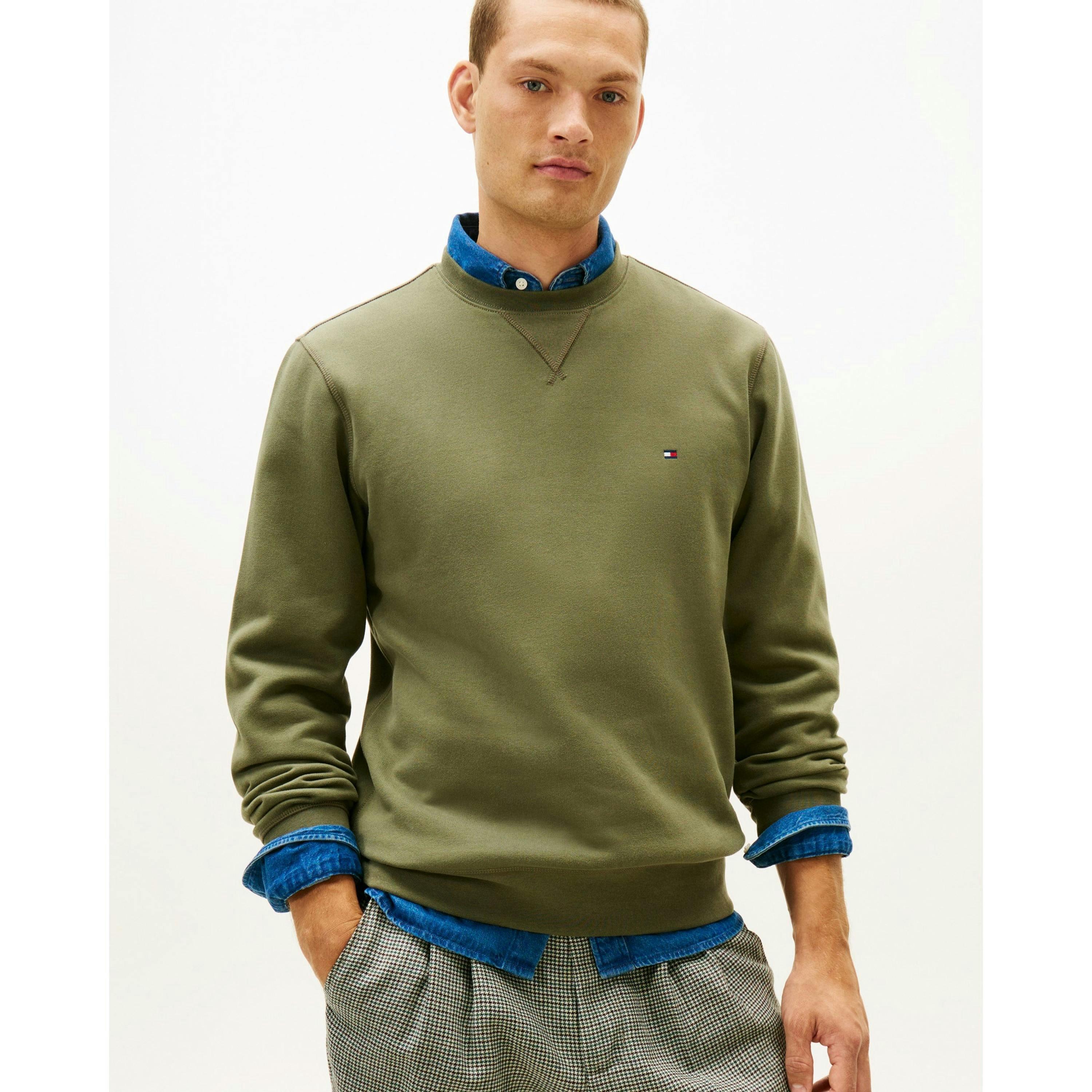 Tommy Hilfiger Essential Flag Embroidery Sweatshirt  in Green , view 1 of 5