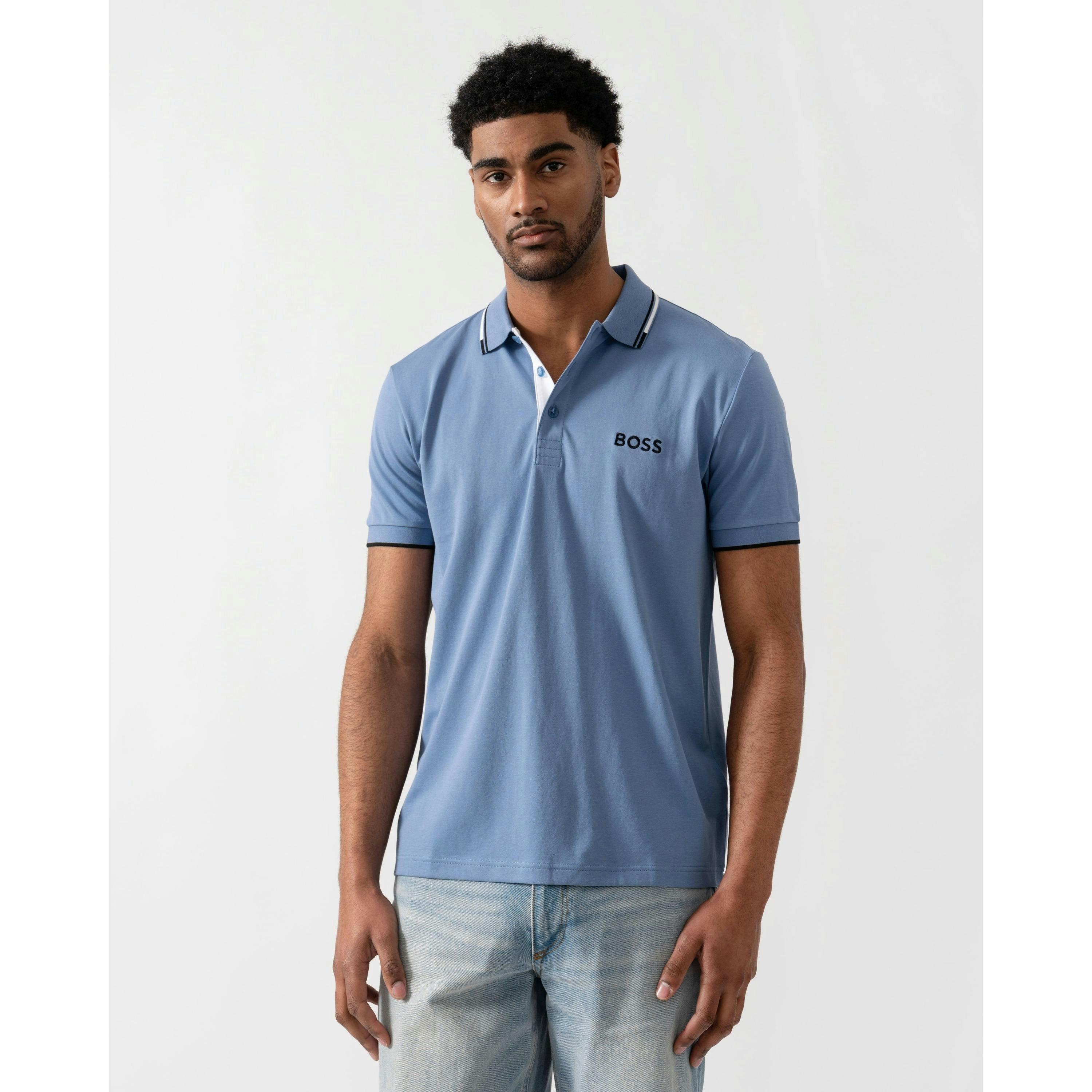 Hugo Boss Contrast Logos Polo Shirt  in Blue , view 1 of 4