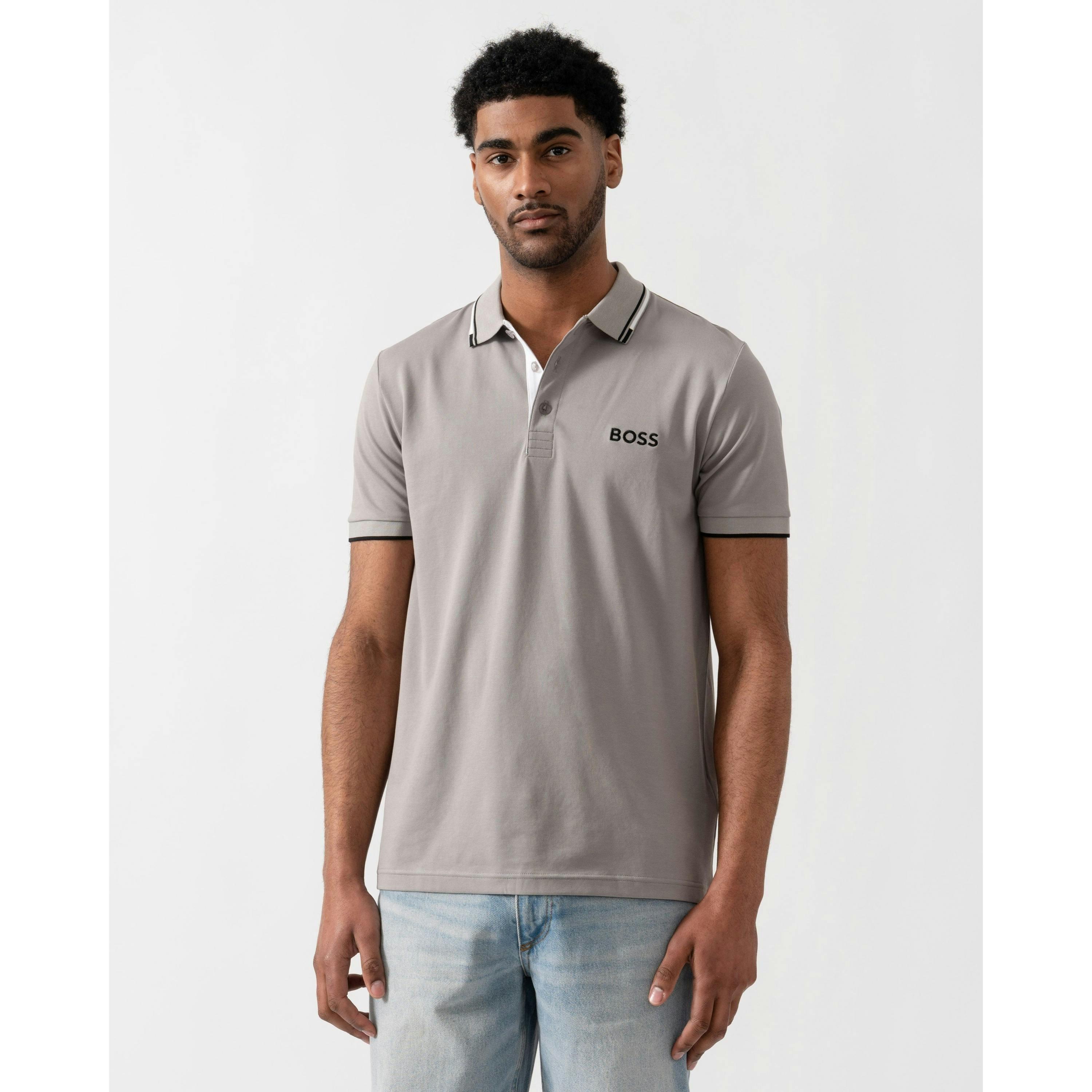 Hugo Boss Contrast Logos Polo Shirt  in Grey , view 1 of 4