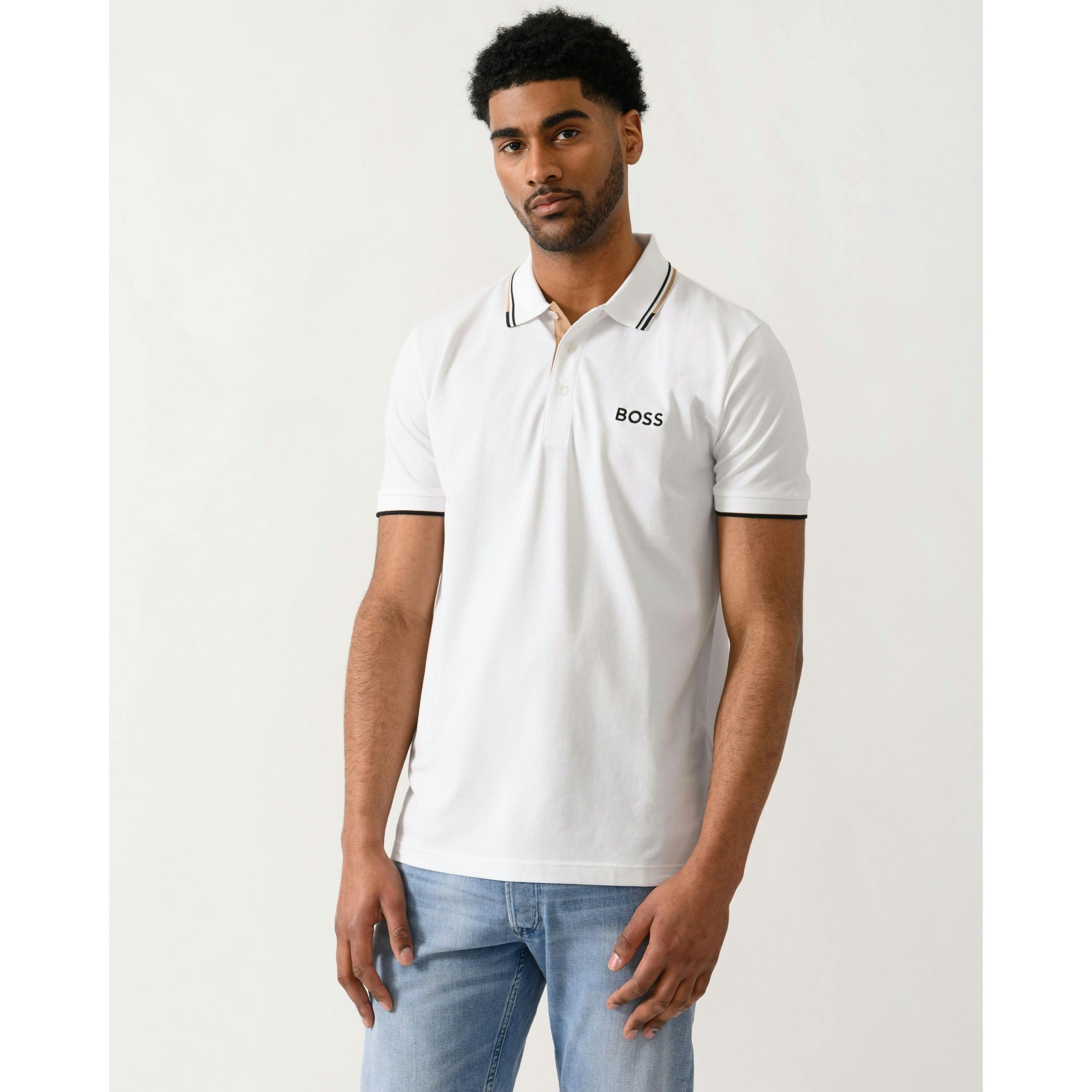 Hugo Boss Contrast Logos Polo Shirt  in White , view 1 of 4