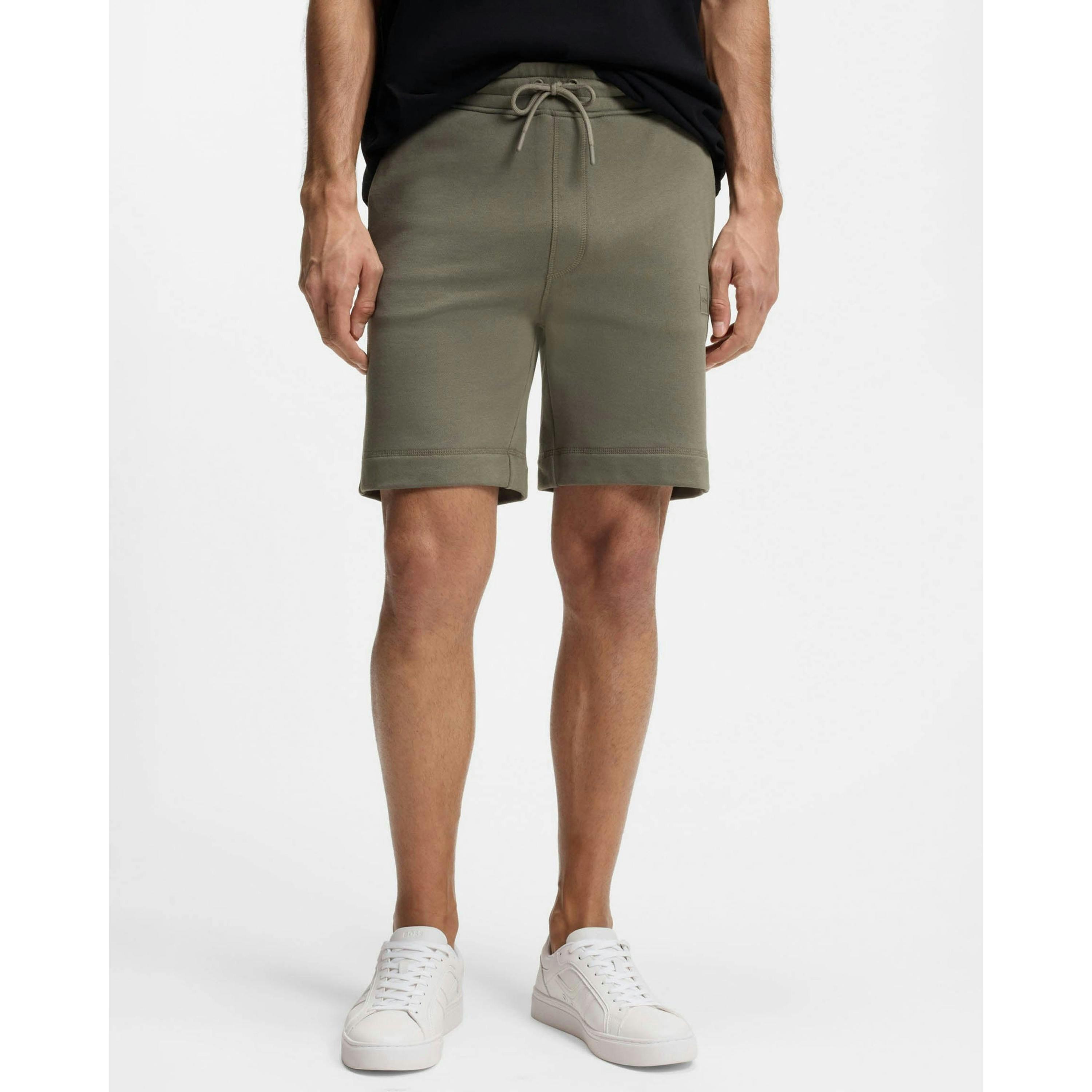 Hugo Boss Logo Badge Chino Shorts  in Green , view 1 of 4