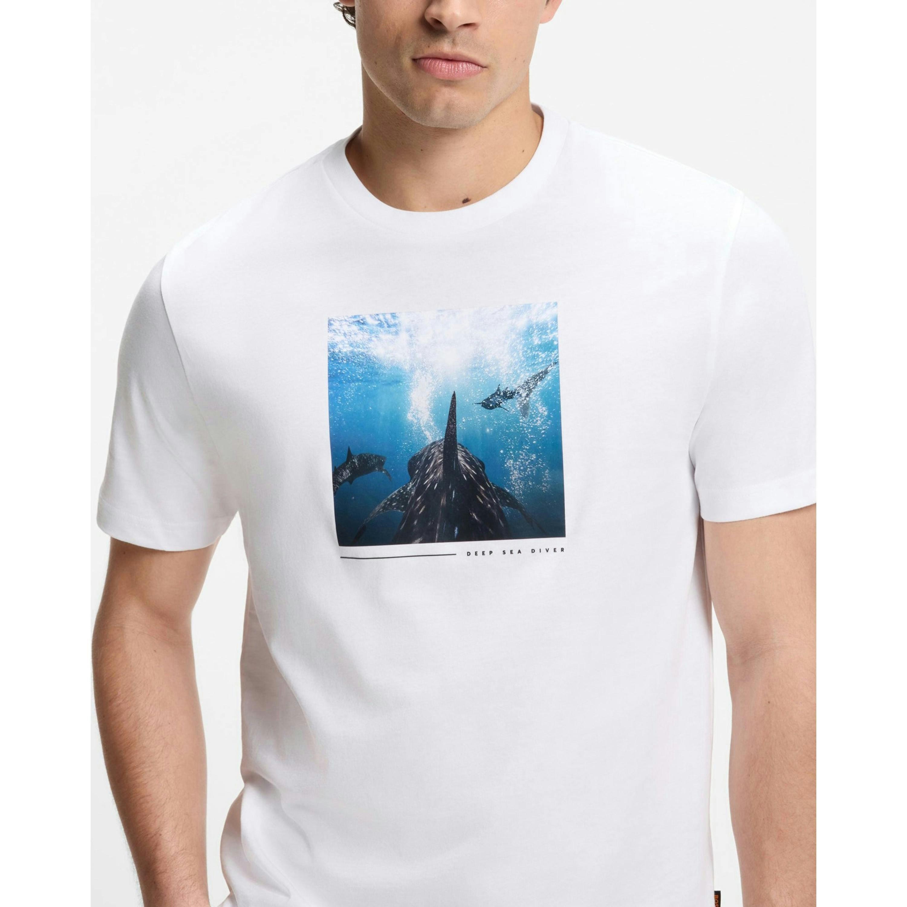 Hugo Boss Graphic Print T-Shirt  in White , view 3 of 4