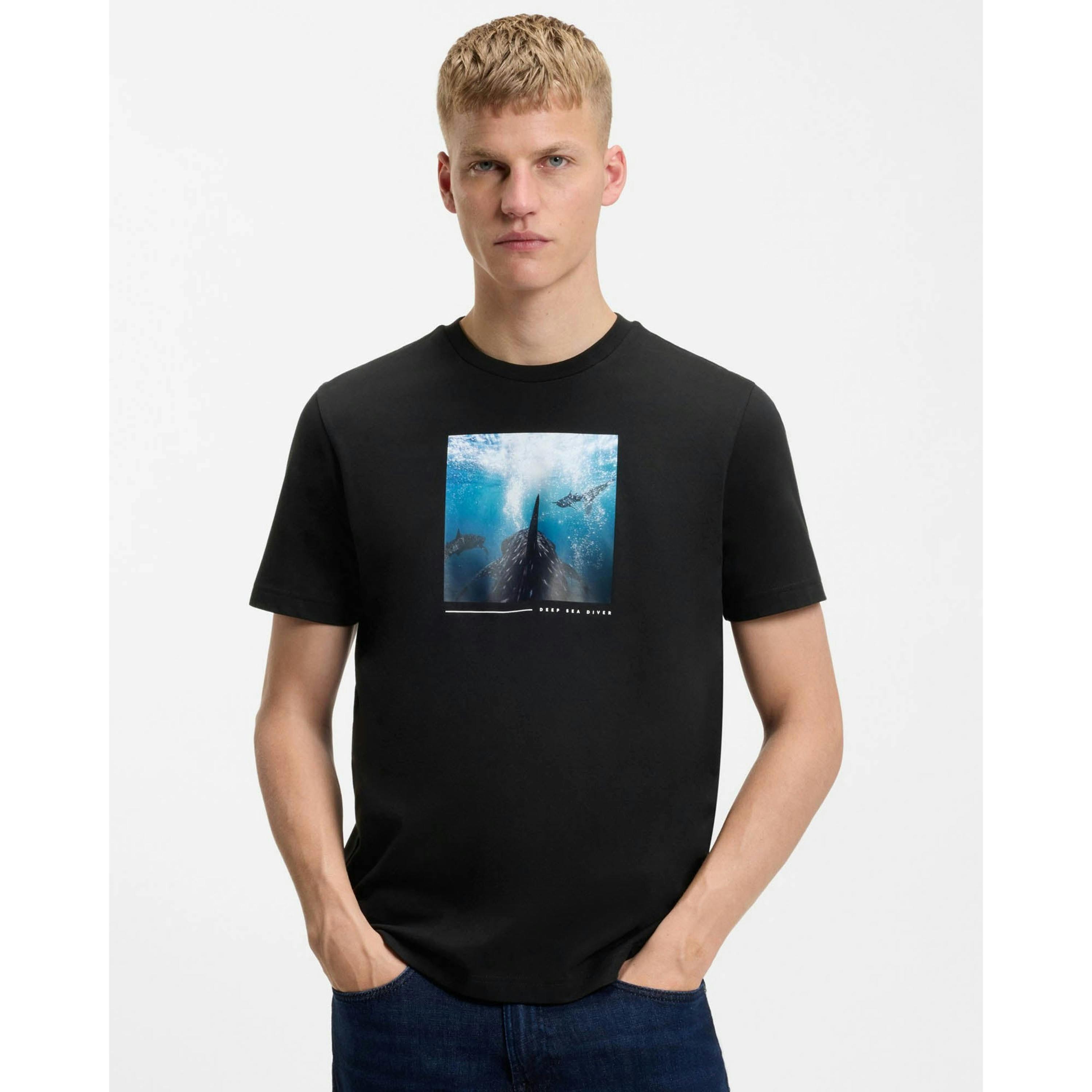 Hugo Boss Graphic Print T-Shirt  in Black , view 1 of 4