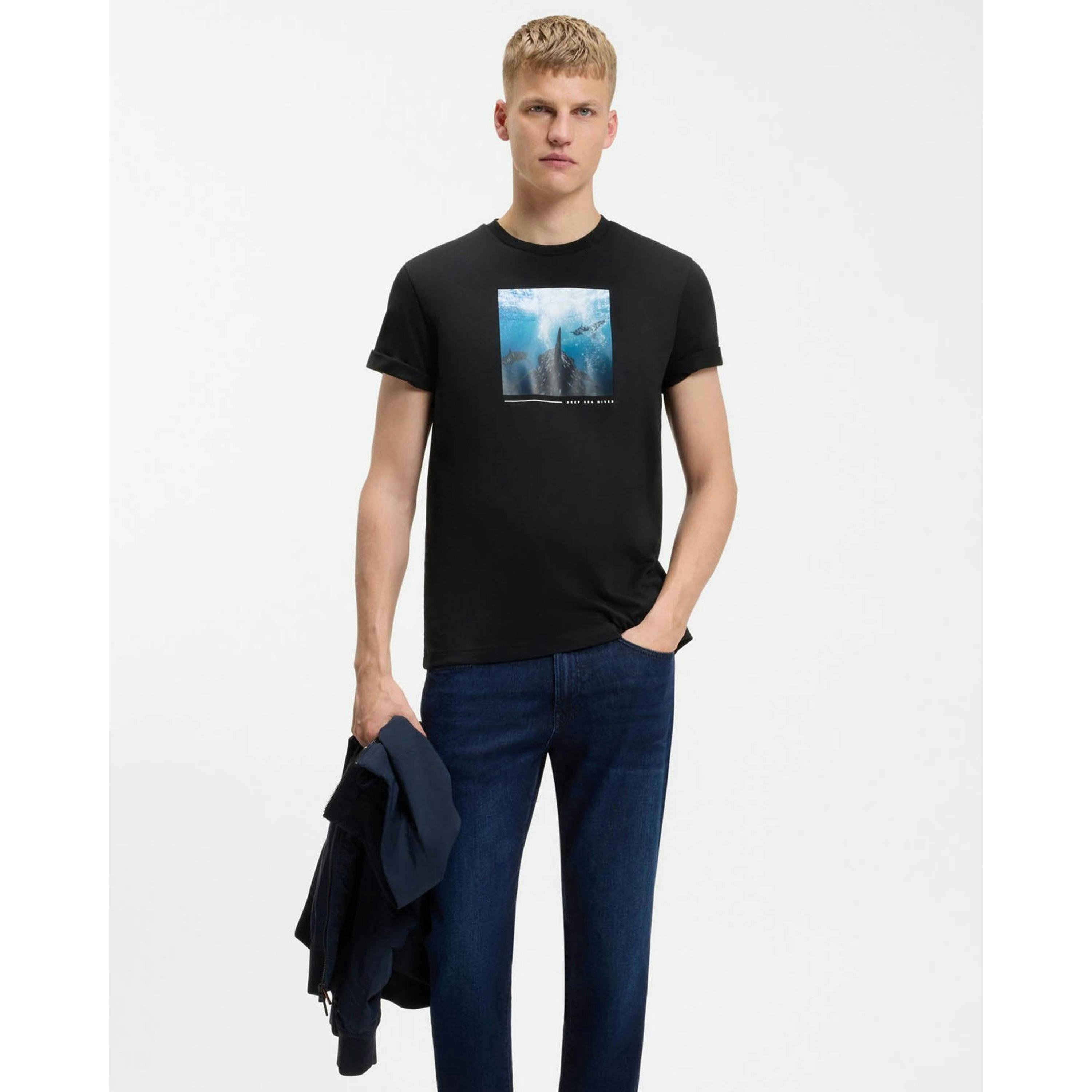Hugo Boss Graphic Print T-Shirt  in Black , view 4 of 4