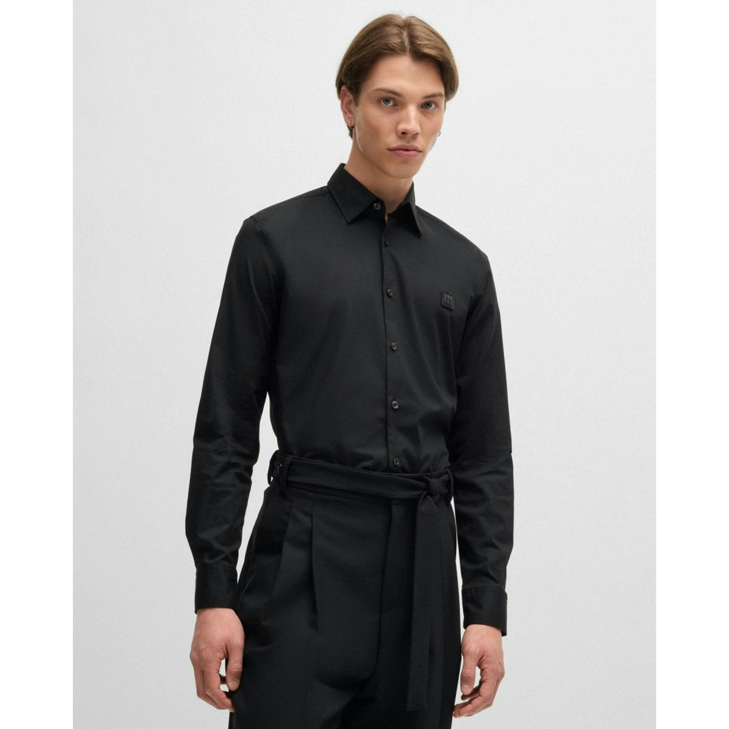 Hugo Boss Stacked Logo Shirt  in Black , view 1 of 5