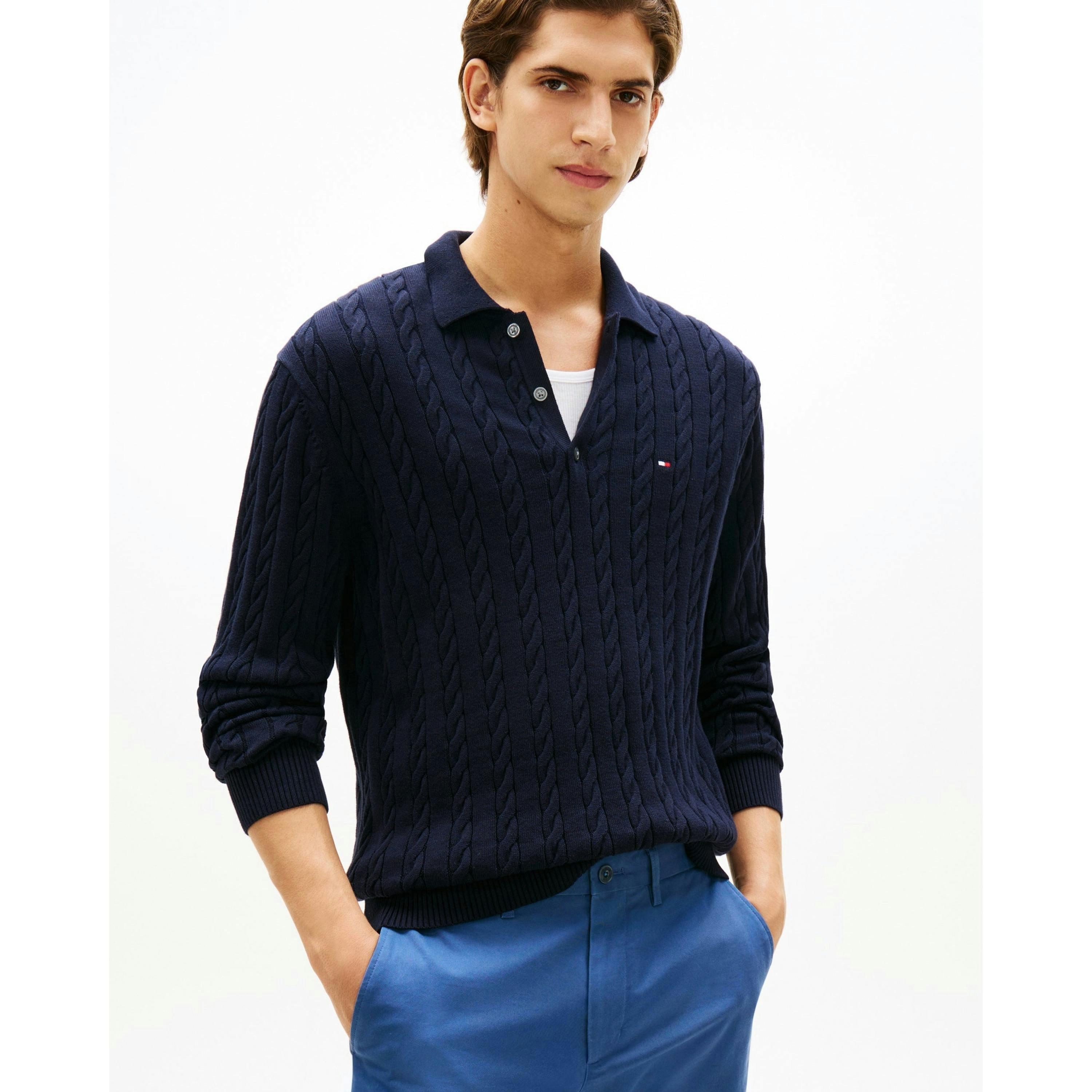Tommy Hilfiger Cable Polo Shirt  in Blue , view 1 of 5
