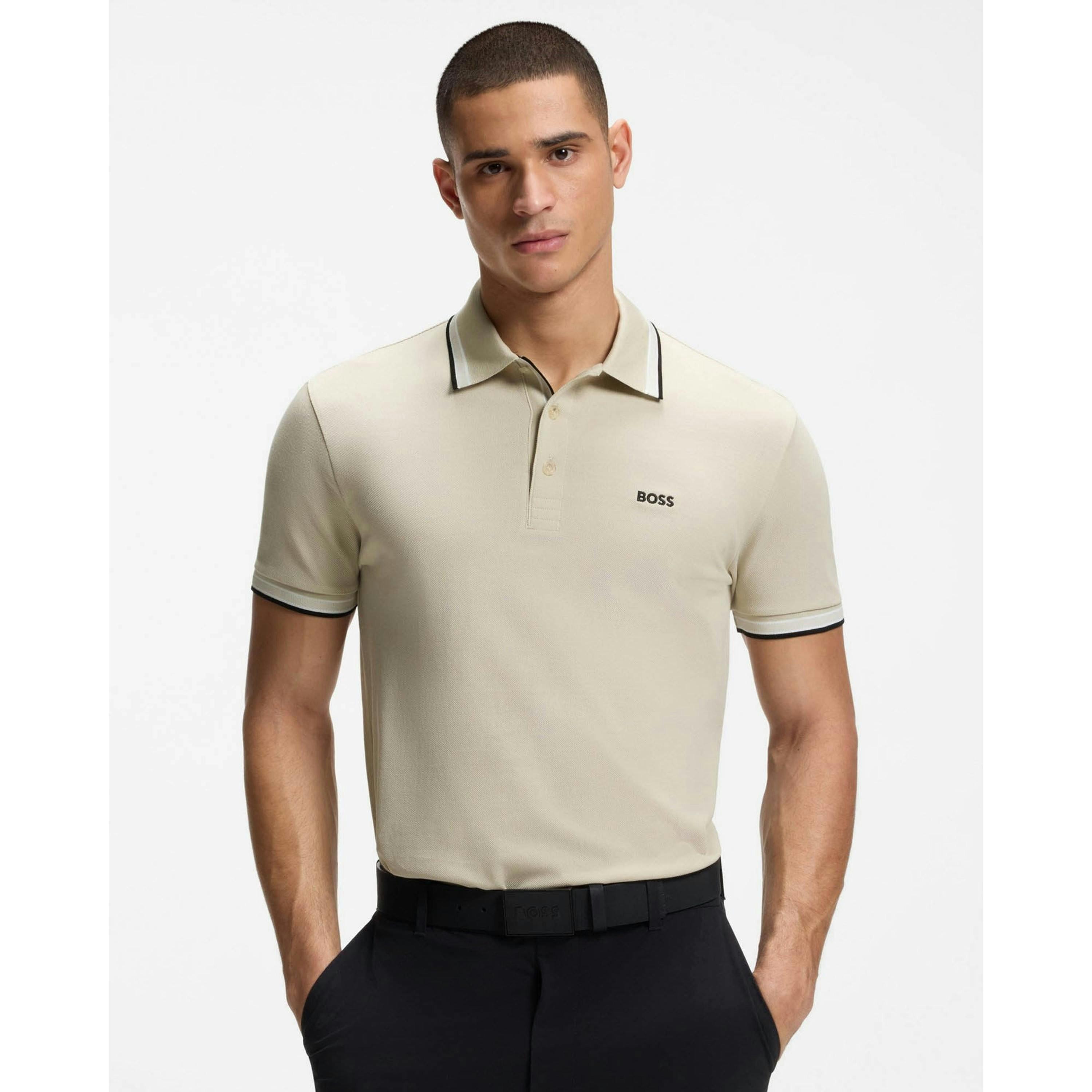 Hugo Boss Contrast Logo Polo Shirt  in Beige , view 1 of 4