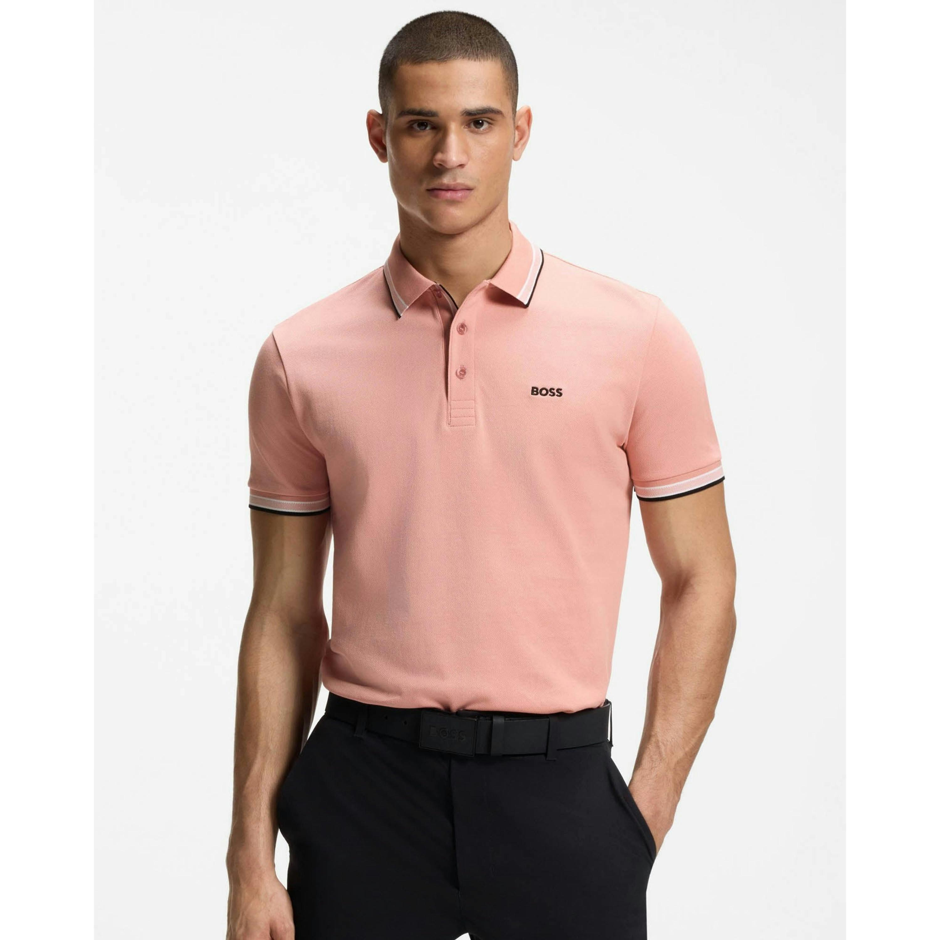 Hugo Boss Contrast Logo Polo Shirt  in Coral , view 1 of 4