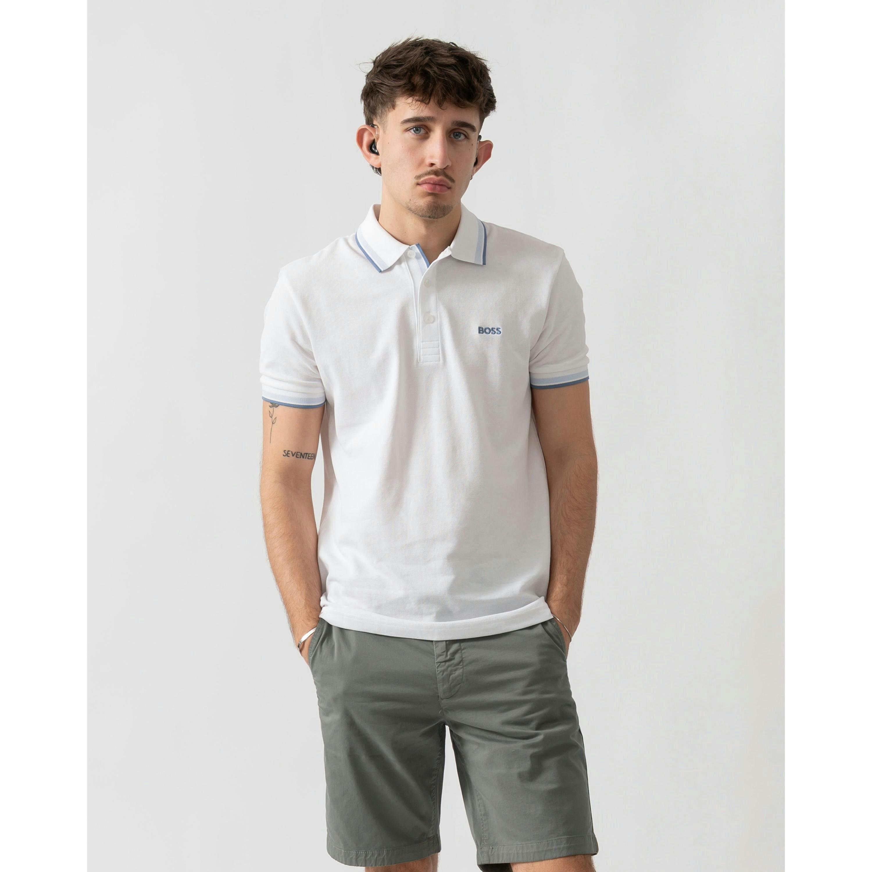 Hugo Boss Contrast Logo Polo Shirt  in White , view 1 of 4