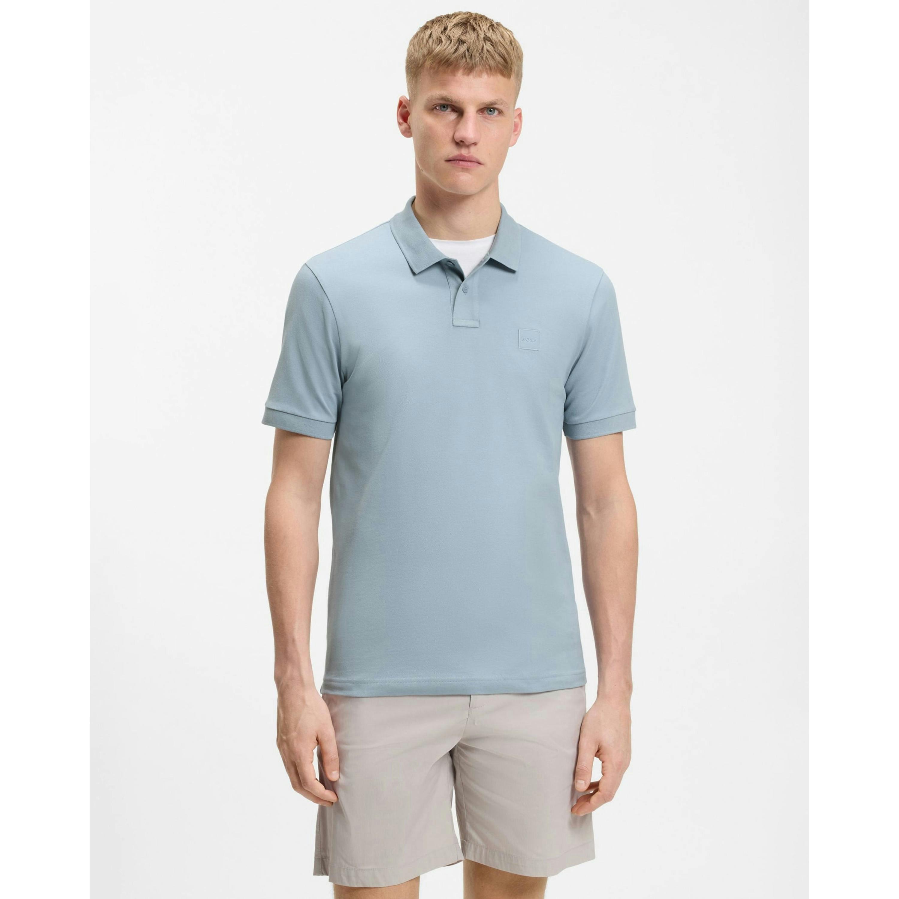 Hugo Boss Logo Patch Polo Shirt  in Blue , view 1 of 4