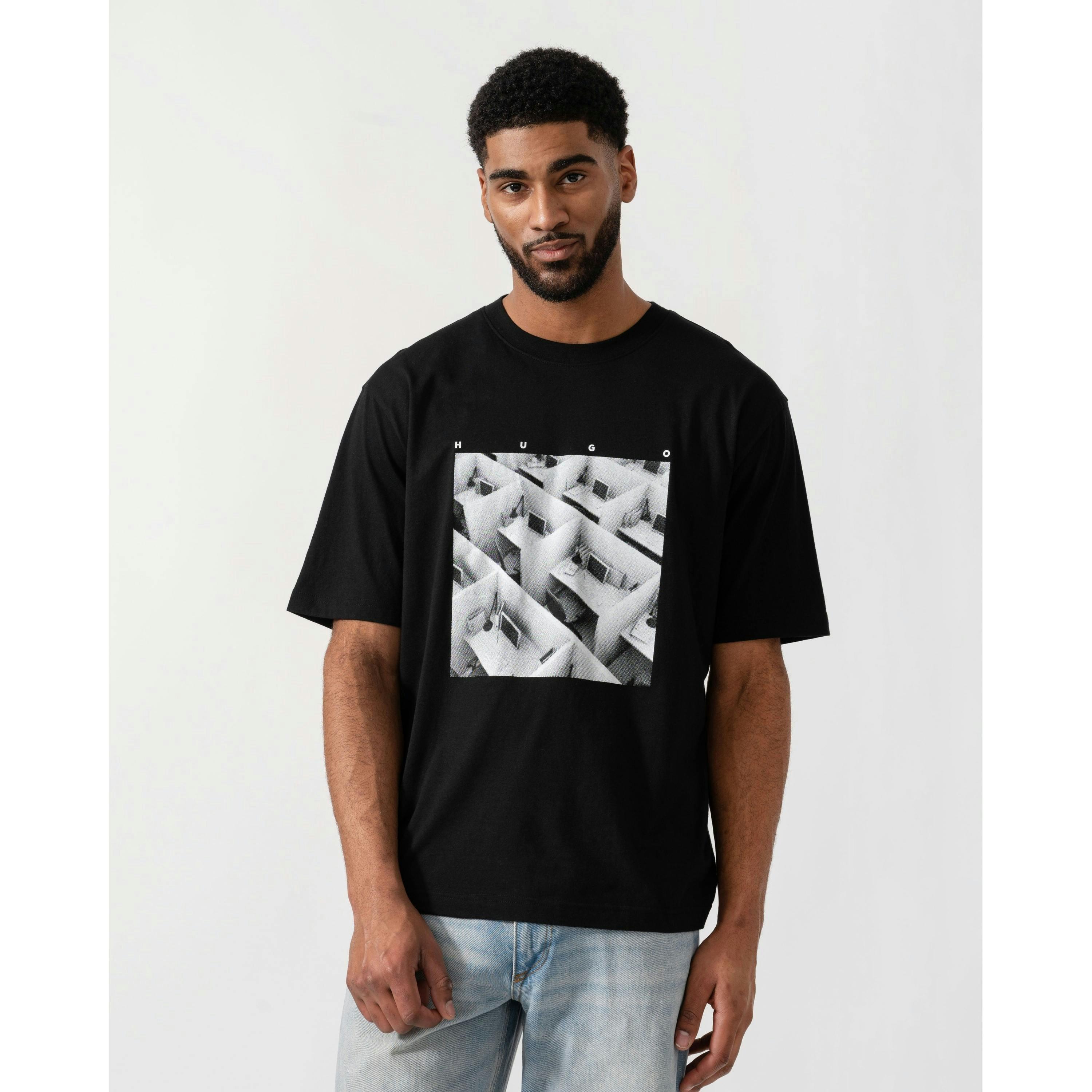 Hugo Boss Printed-Artwork T-Shirt  in Black , view 1 of 4