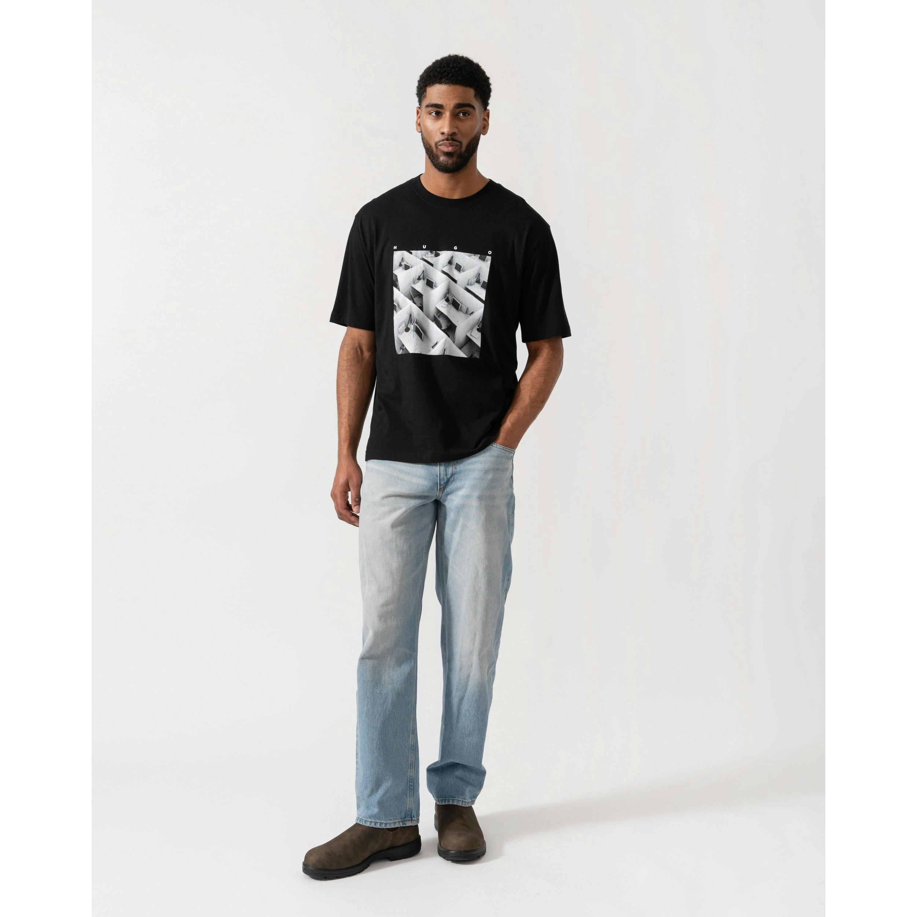 Hugo Boss Printed-Artwork T-Shirt  in Black , view 4 of 4