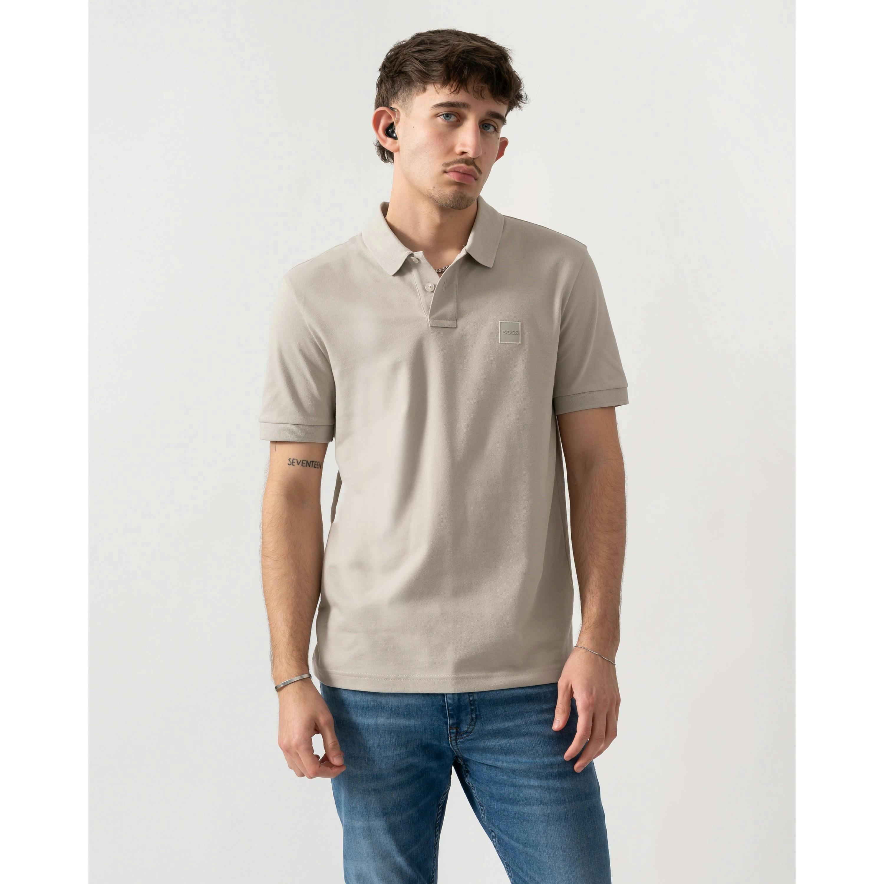 Hugo Boss Logo Patch Polo Shirt  in Grey , view 1 of 4