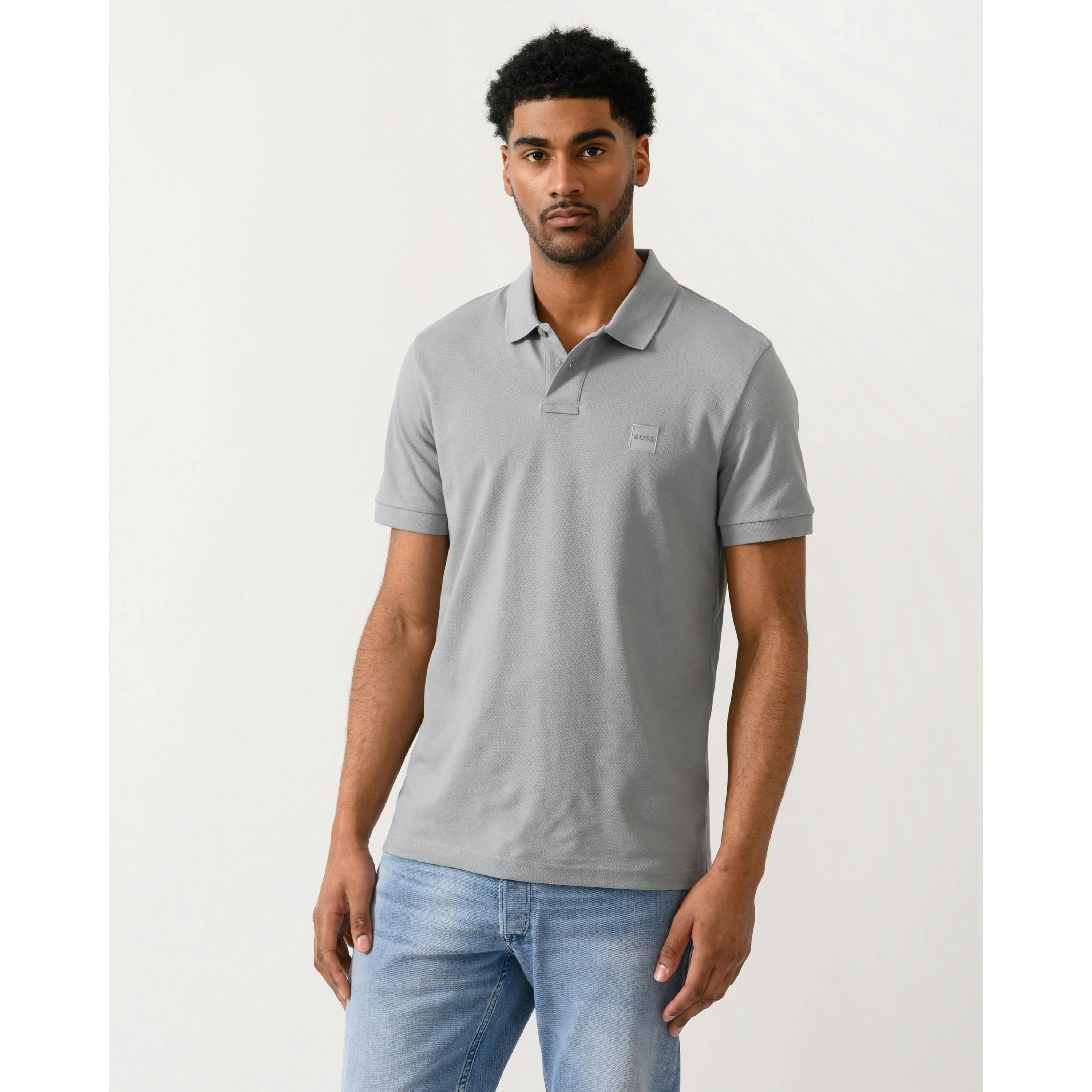 Hugo Boss Logo Patch Polo Shirt  in Grey , view 1 of 4