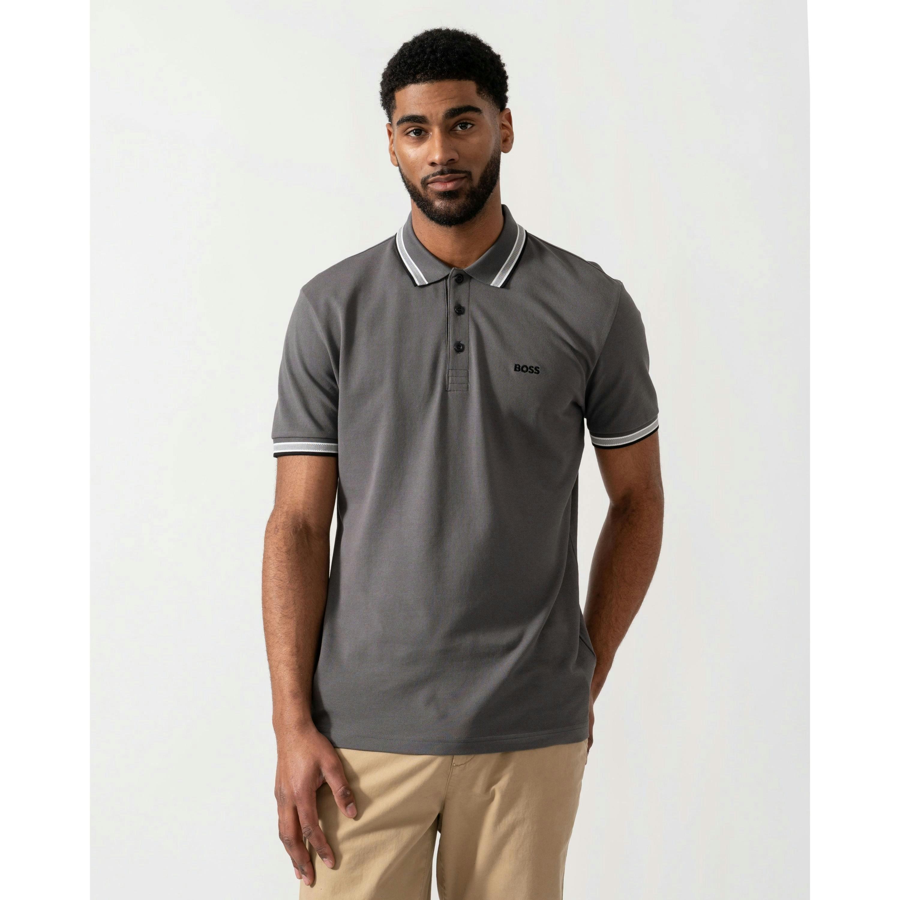 Hugo Boss Contrast Logo Polo Shirt  in Grey , view 1 of 3
