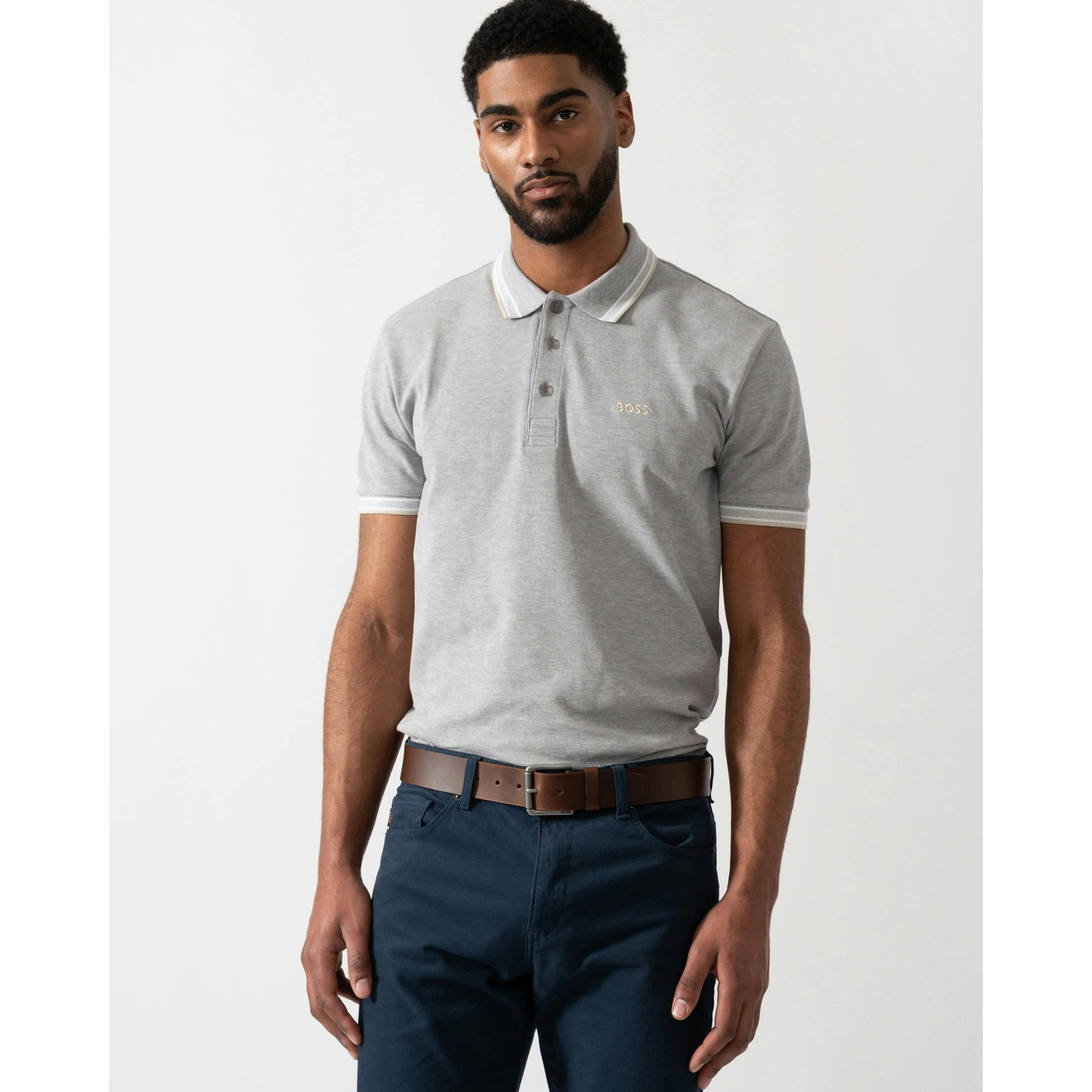 Hugo Boss Contrast Logo Polo Shirt  in Grey , view 1 of 4
