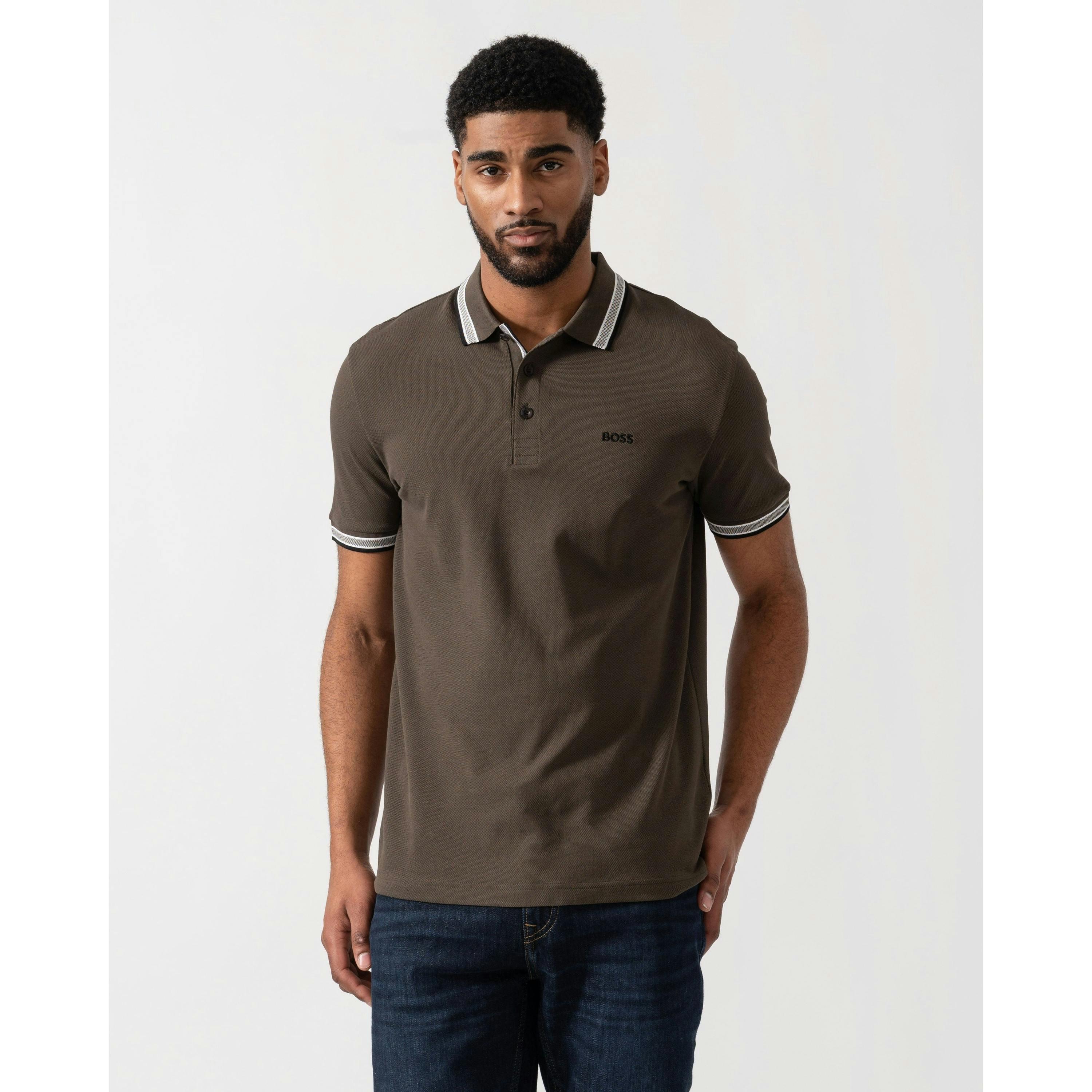 Hugo Boss Contrast Logo Polo Shirt  in Mocha , view 1 of 4