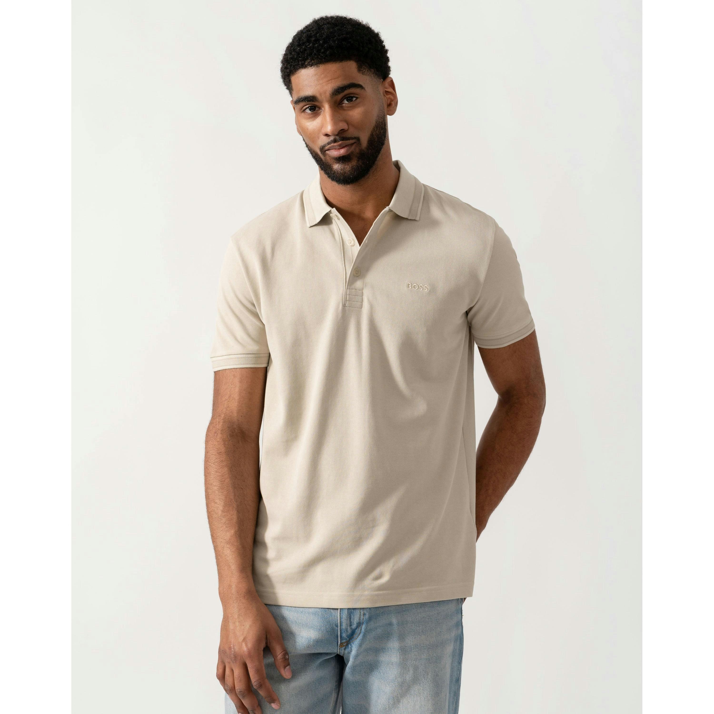 Hugo Boss Contrast Logo Polo Shirt  in Beige , view 1 of 4