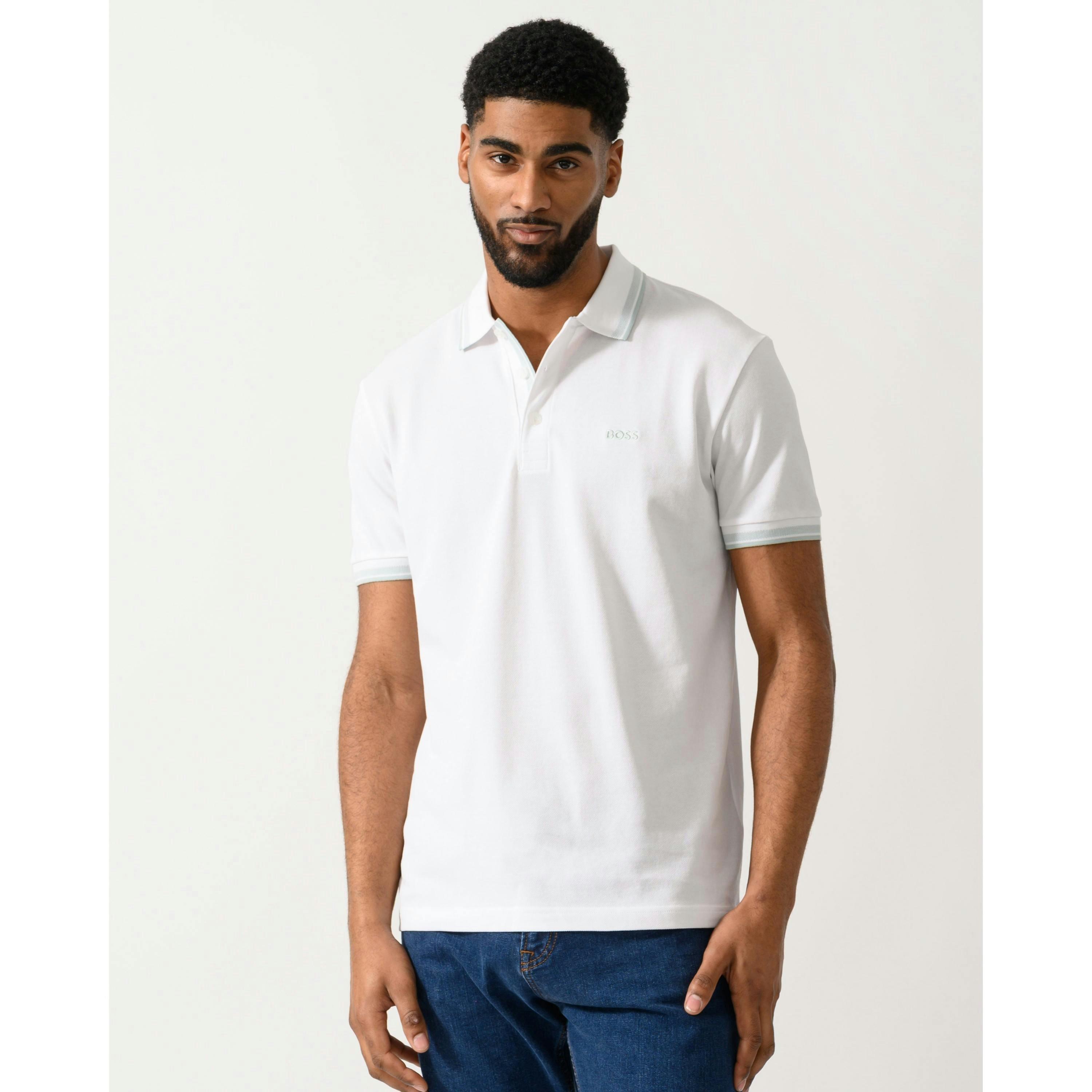 Hugo Boss Contrast Logo Polo Shirt  in White , view 1 of 4
