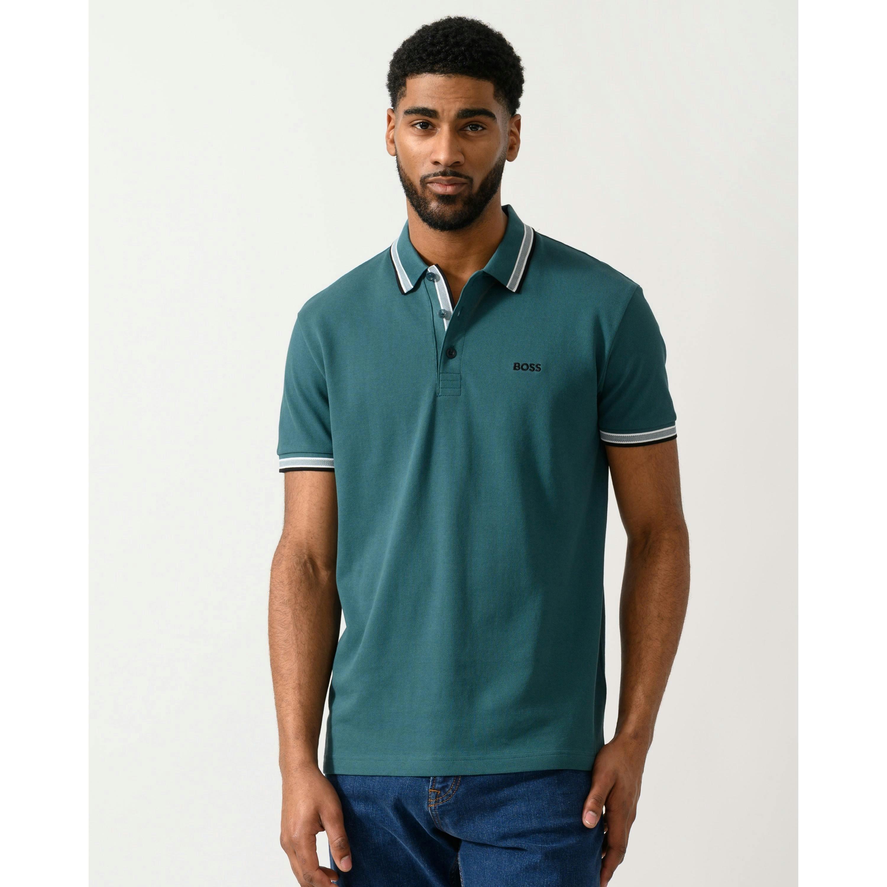 Hugo Boss Contrast Logo Polo Shirt  in Green , view 1 of 4