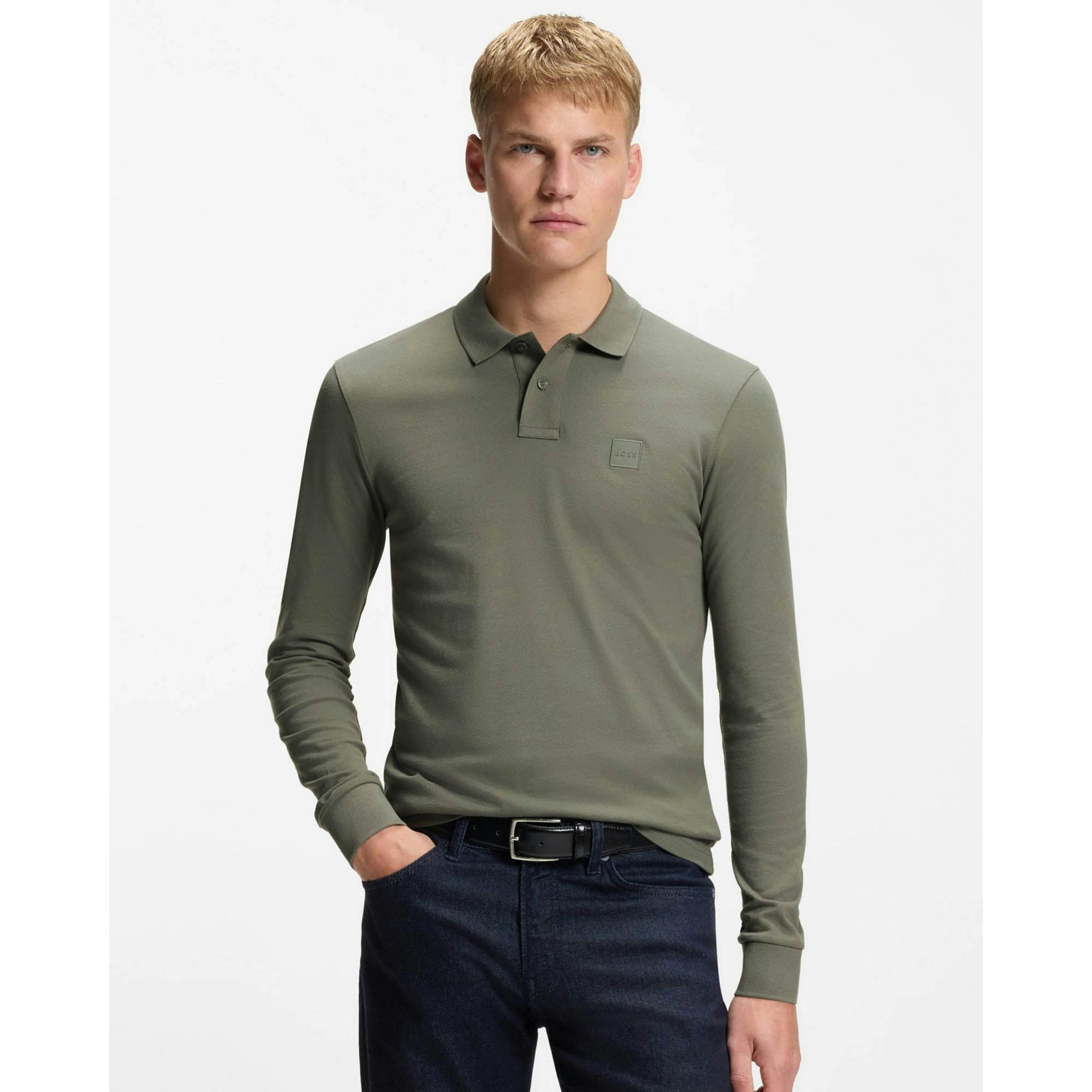 Hugo Boss Logo Patch Polo Shirt  in Grey , view 1 of 4