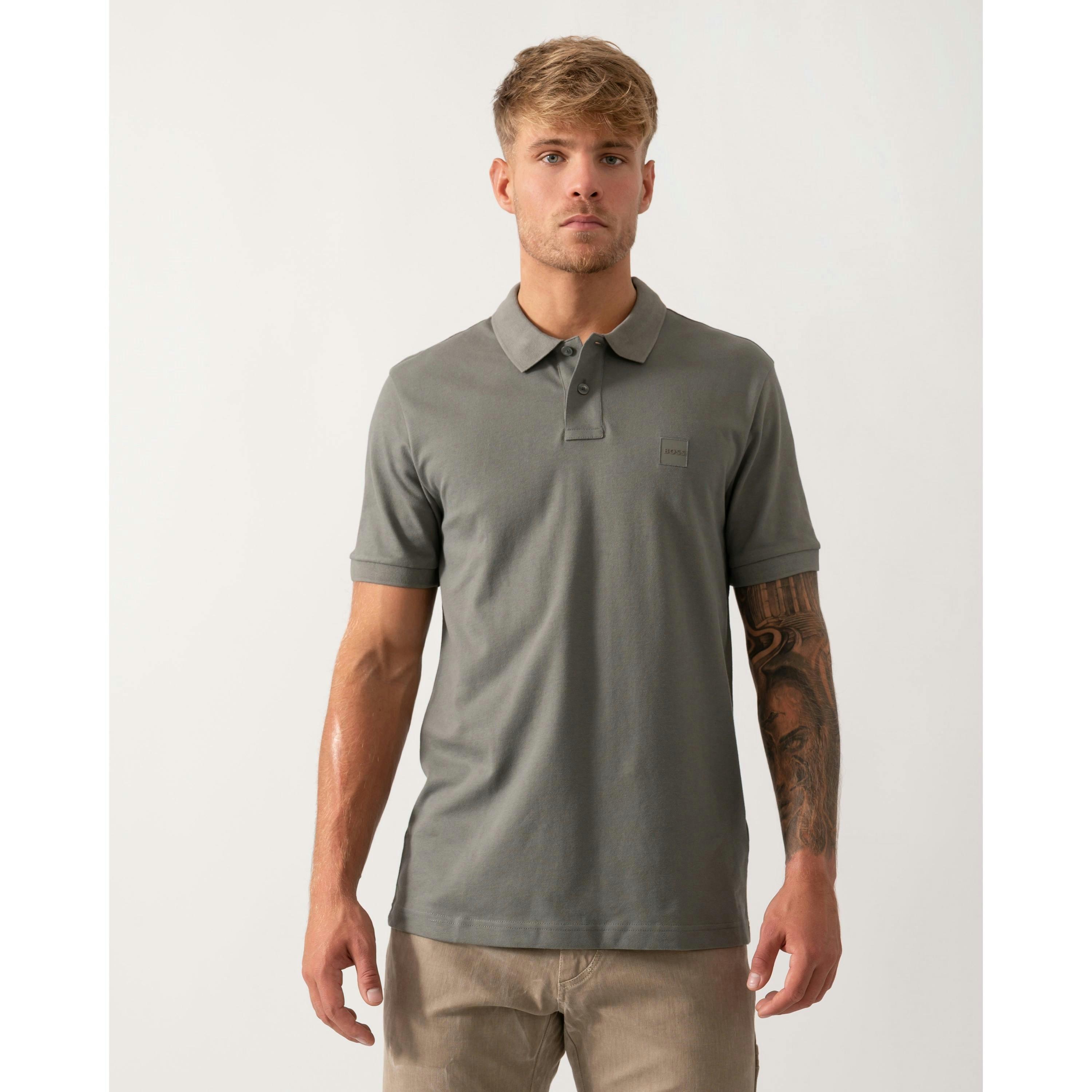Hugo Boss Logo Patch Polo Shirt  in Grey , view 1 of 4