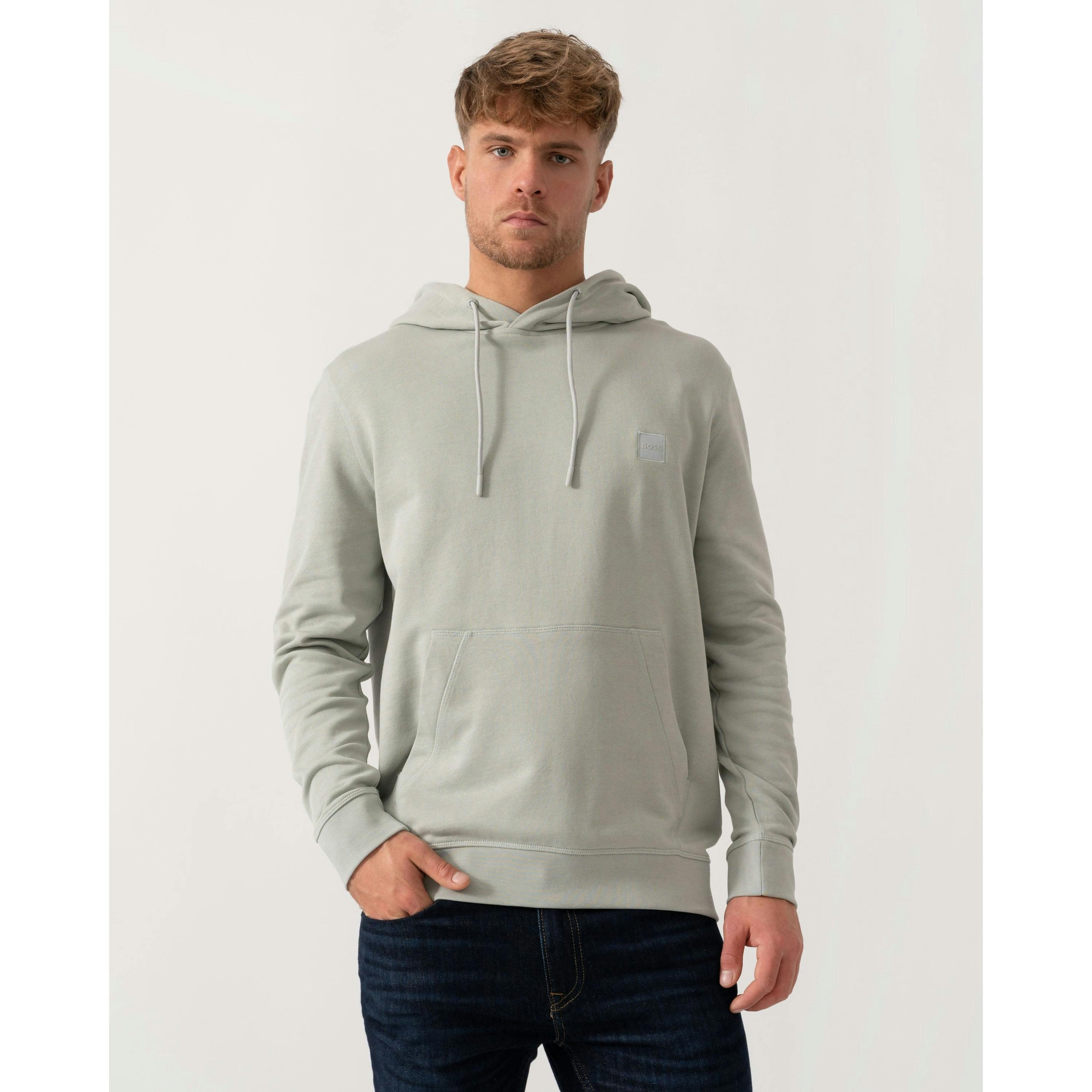 Hugo Boss Logo Patch Hoodie  in Silver , view 1 of 4
