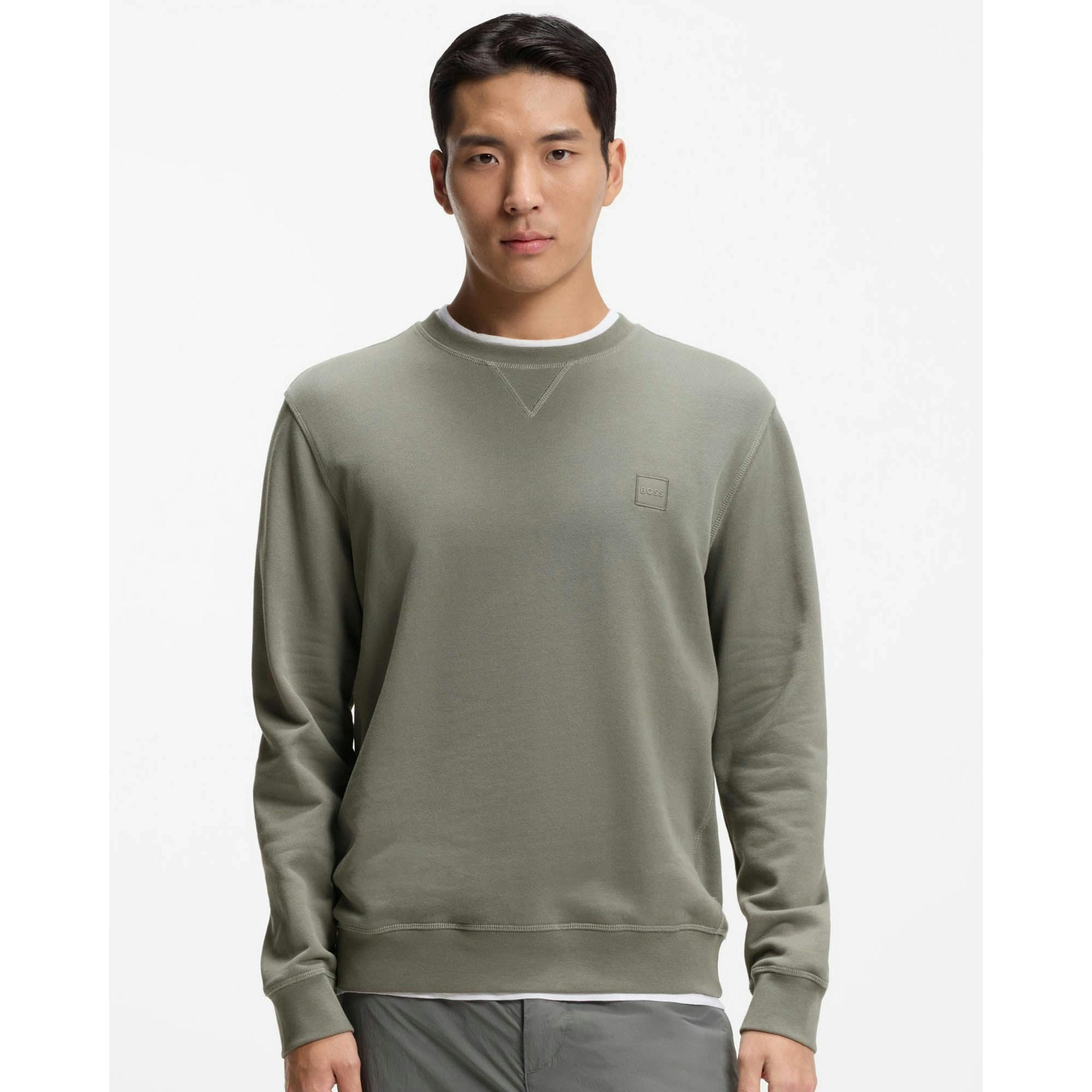 Hugo Boss Logo Patch Sweatshirt  in Green , view 1 of 4