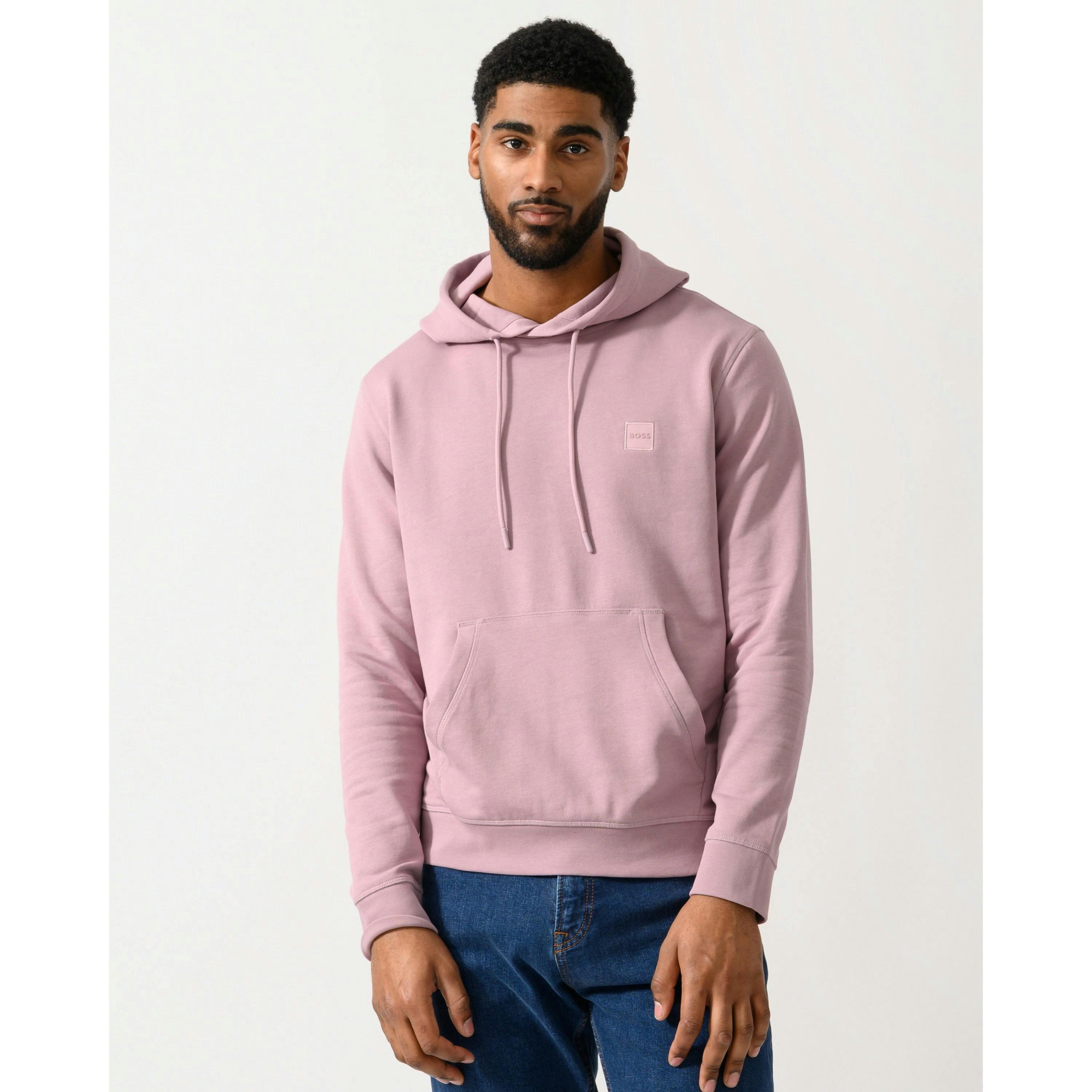 Hugo Boss Logo Patch Hoodie  in Purple , view 1 of 4